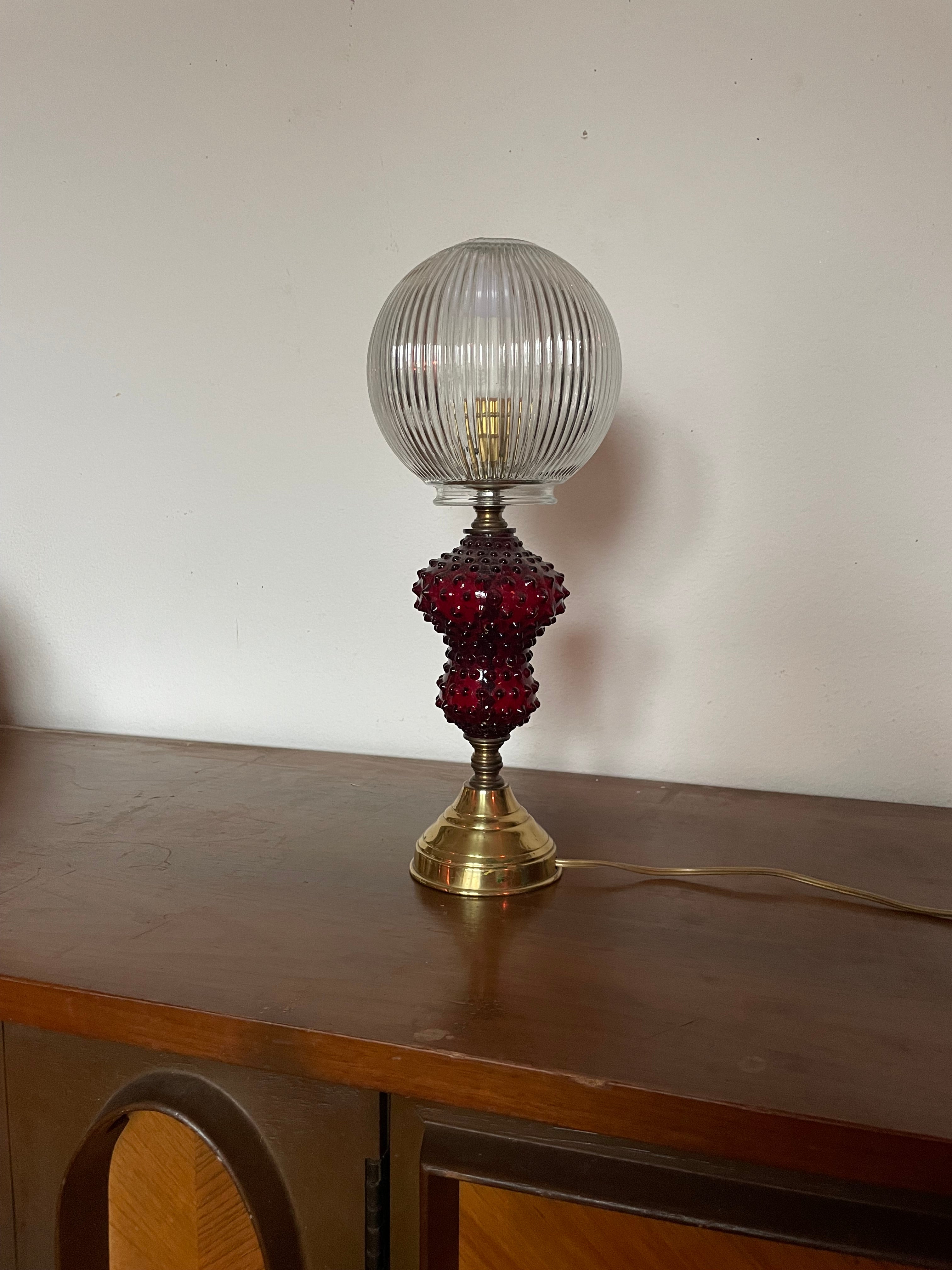 ruby glass and gold table lamp