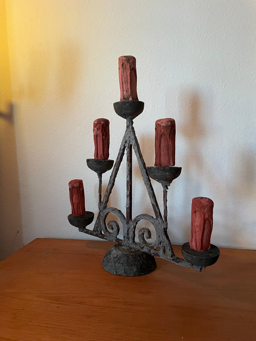 really weird but cool candelabra with five candle figures