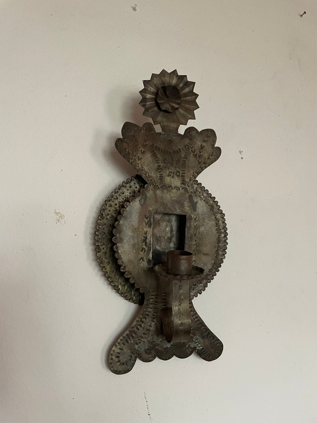 handmade mexican tin tea light candelabra