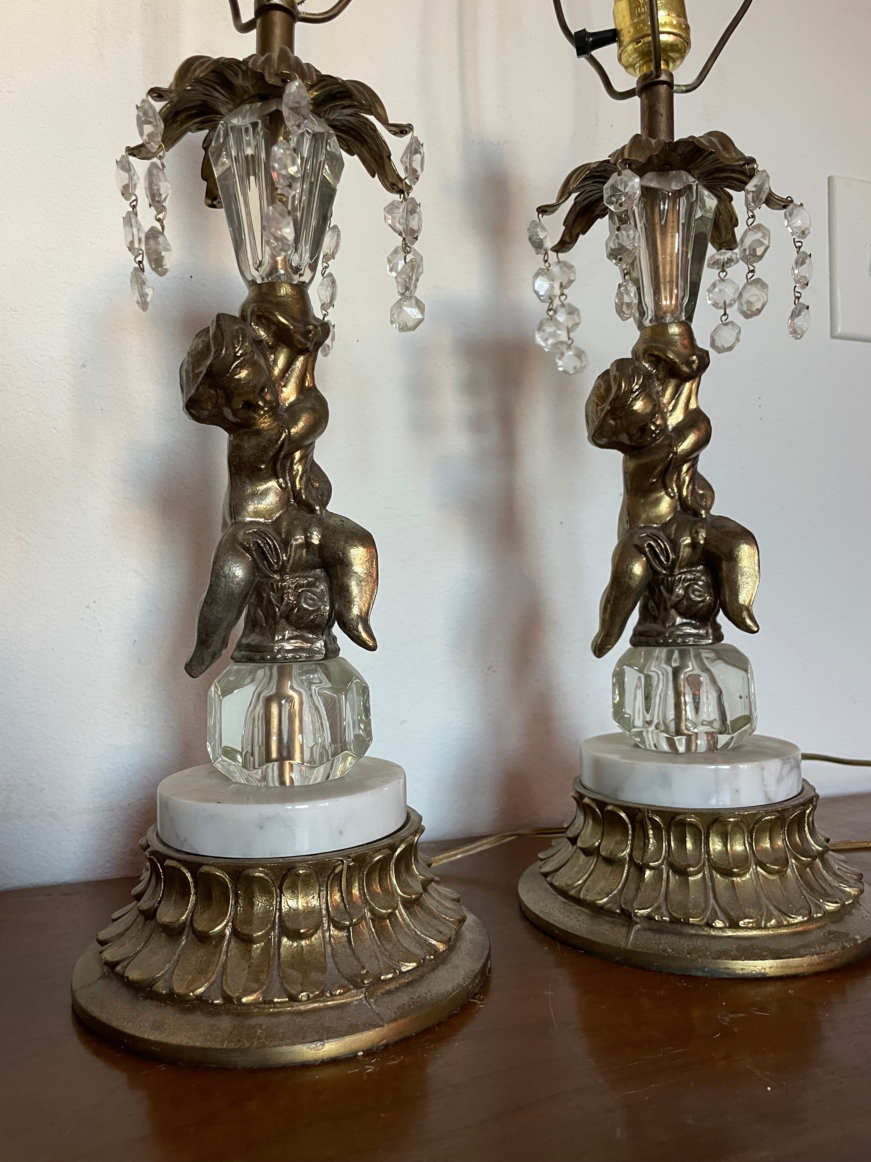 italian marble hollywood regency lamps