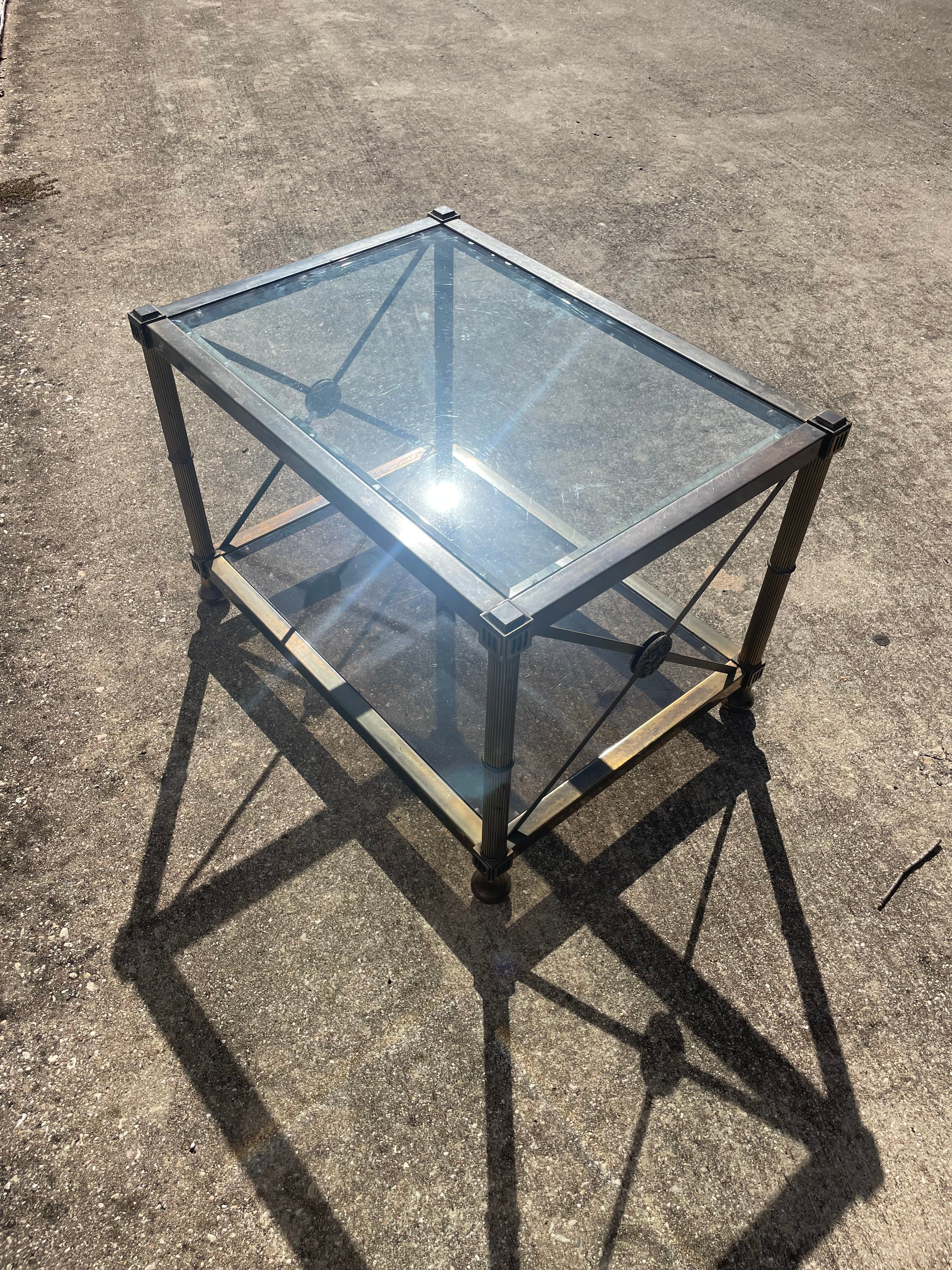 mastercraft glass and brass coffee/side table