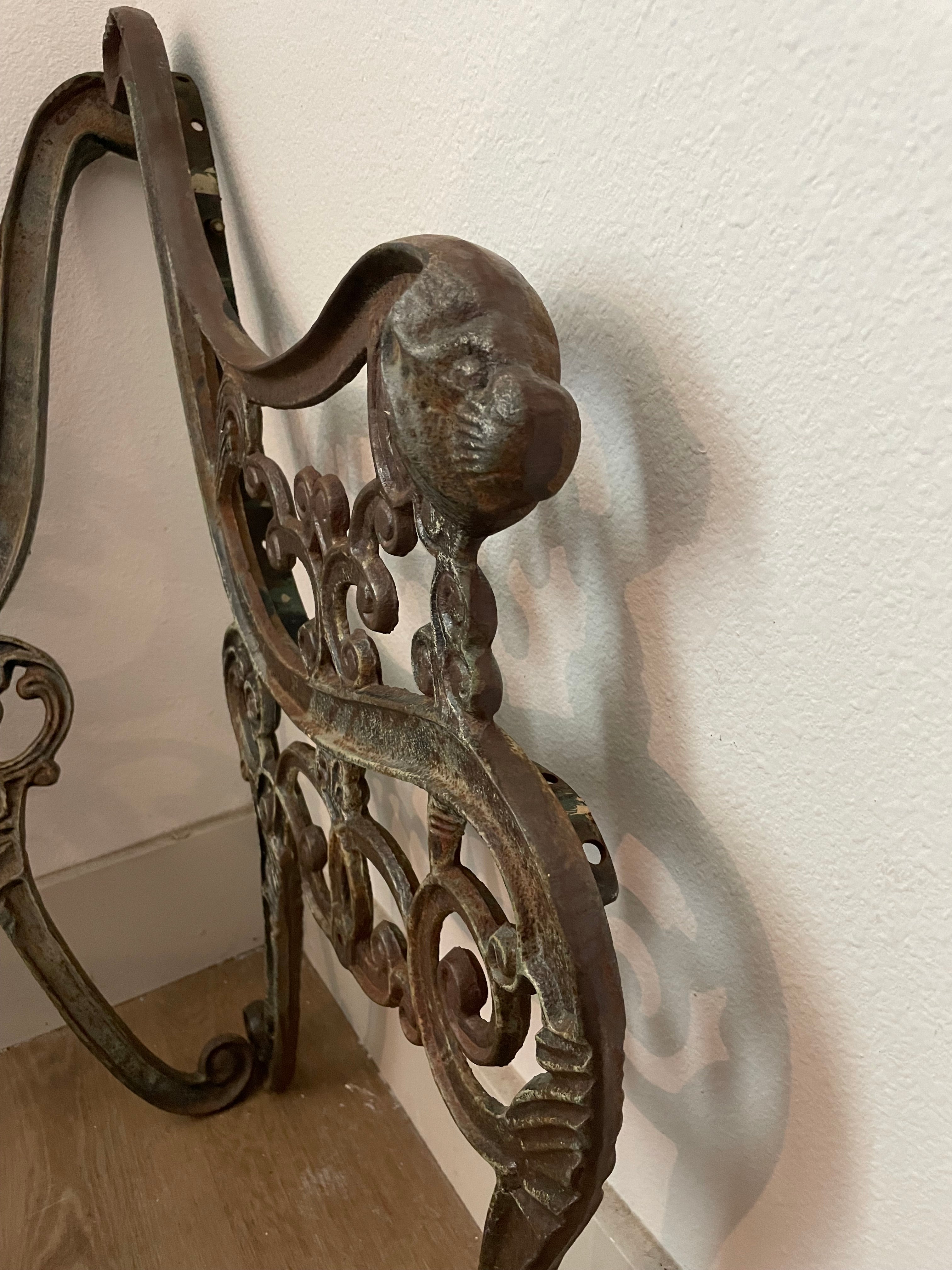 late 19th century french iron bench ends *rawr*