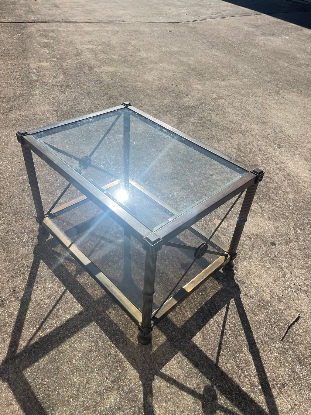 mastercraft glass and brass coffee/side table