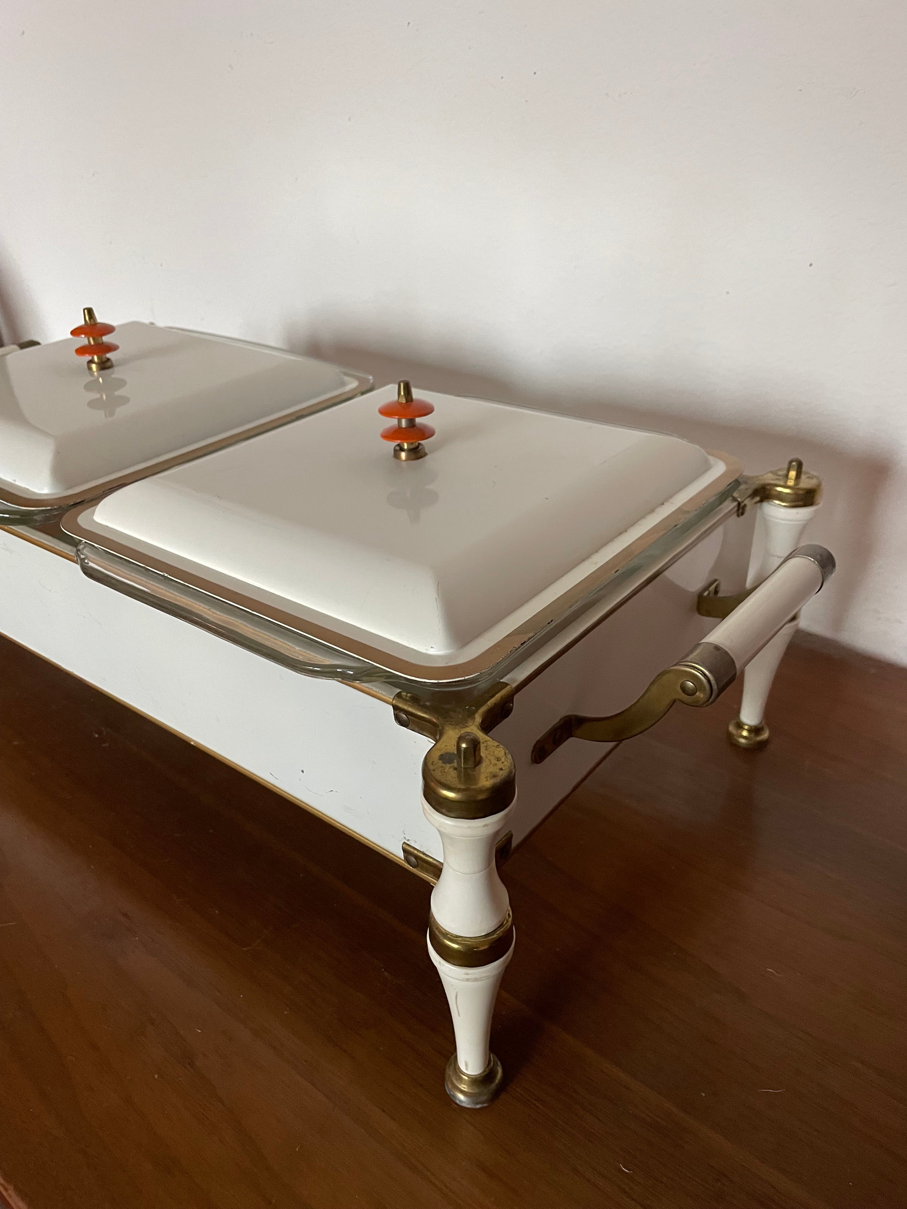 60’s double tray service pyrex glass