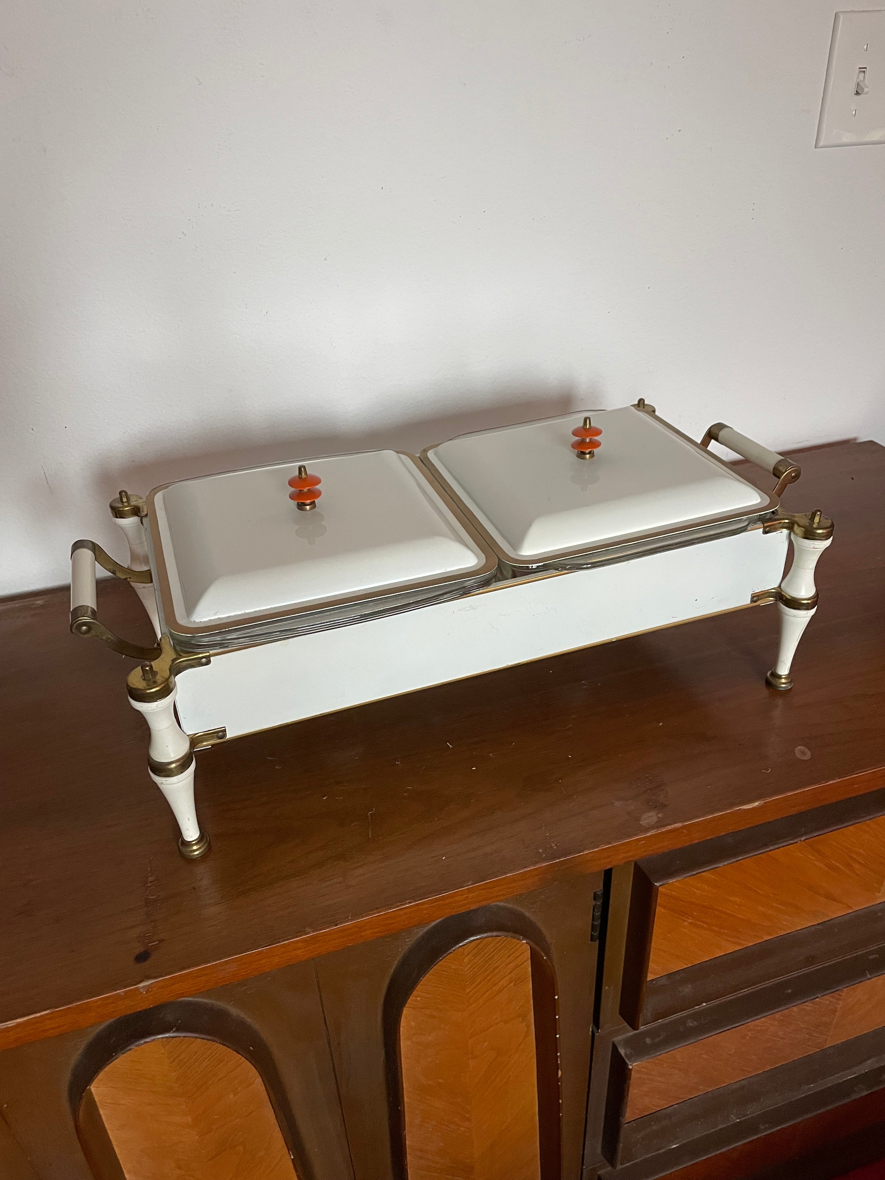 60’s double tray service pyrex glass