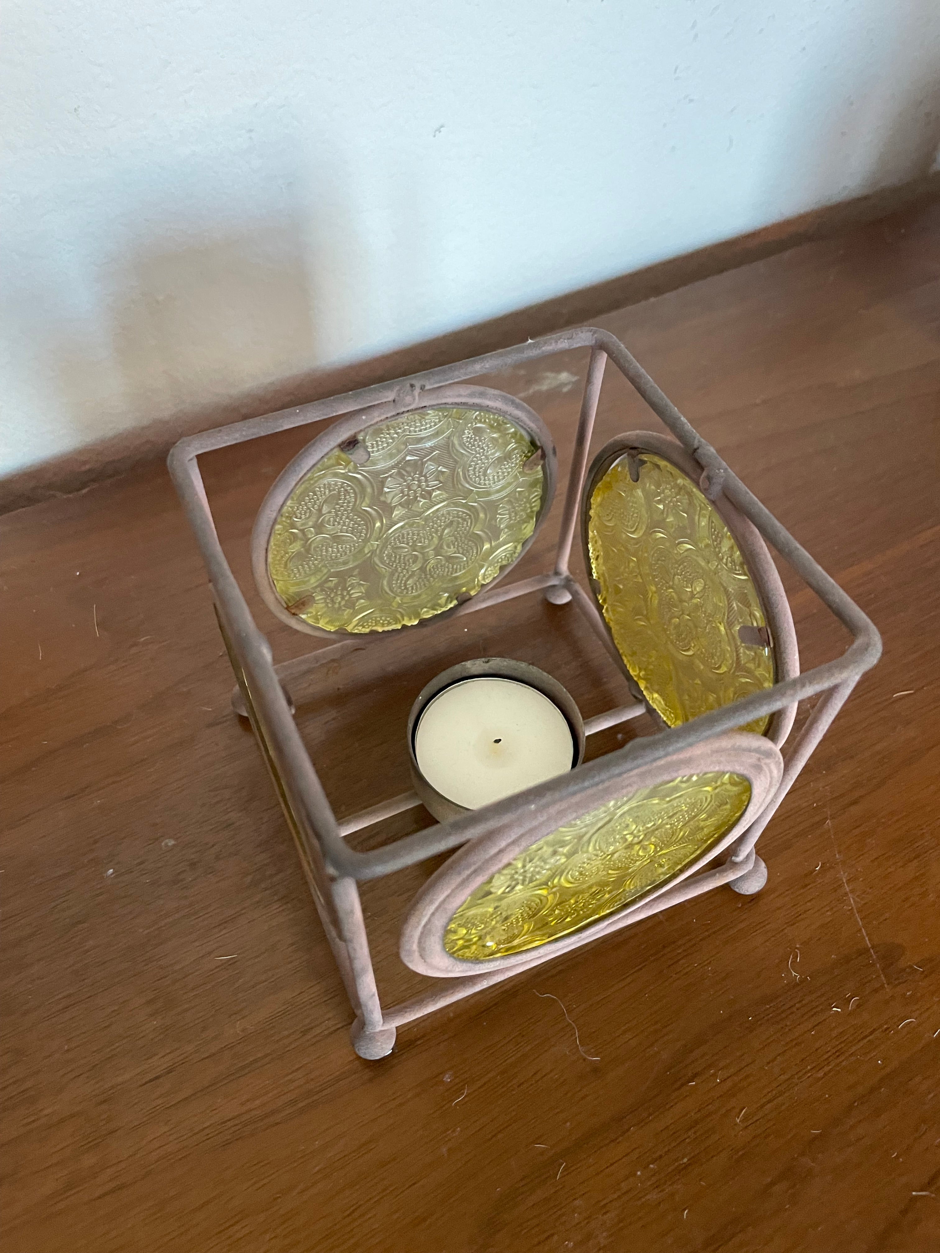 3 fifties tea light holders vintage glass