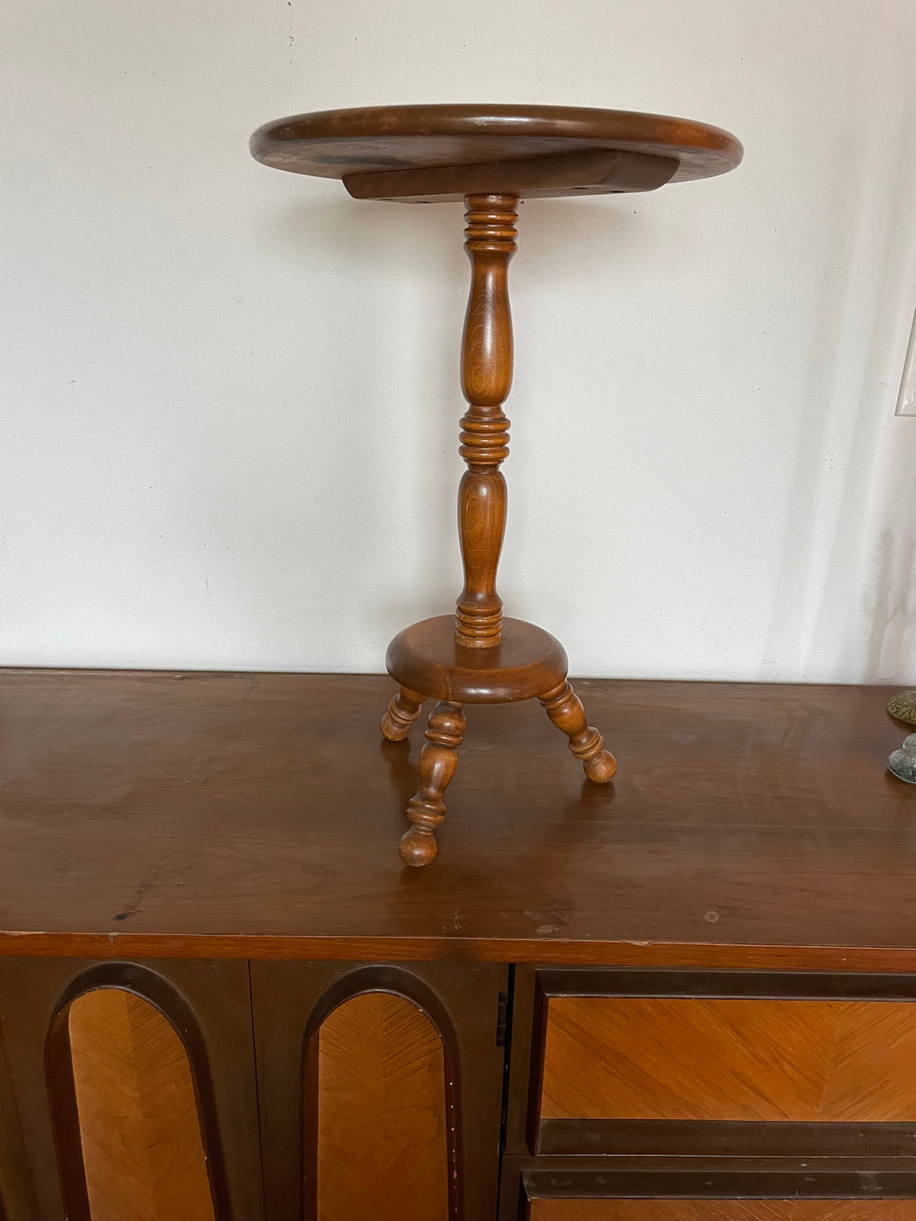 solid wood side table tripod base