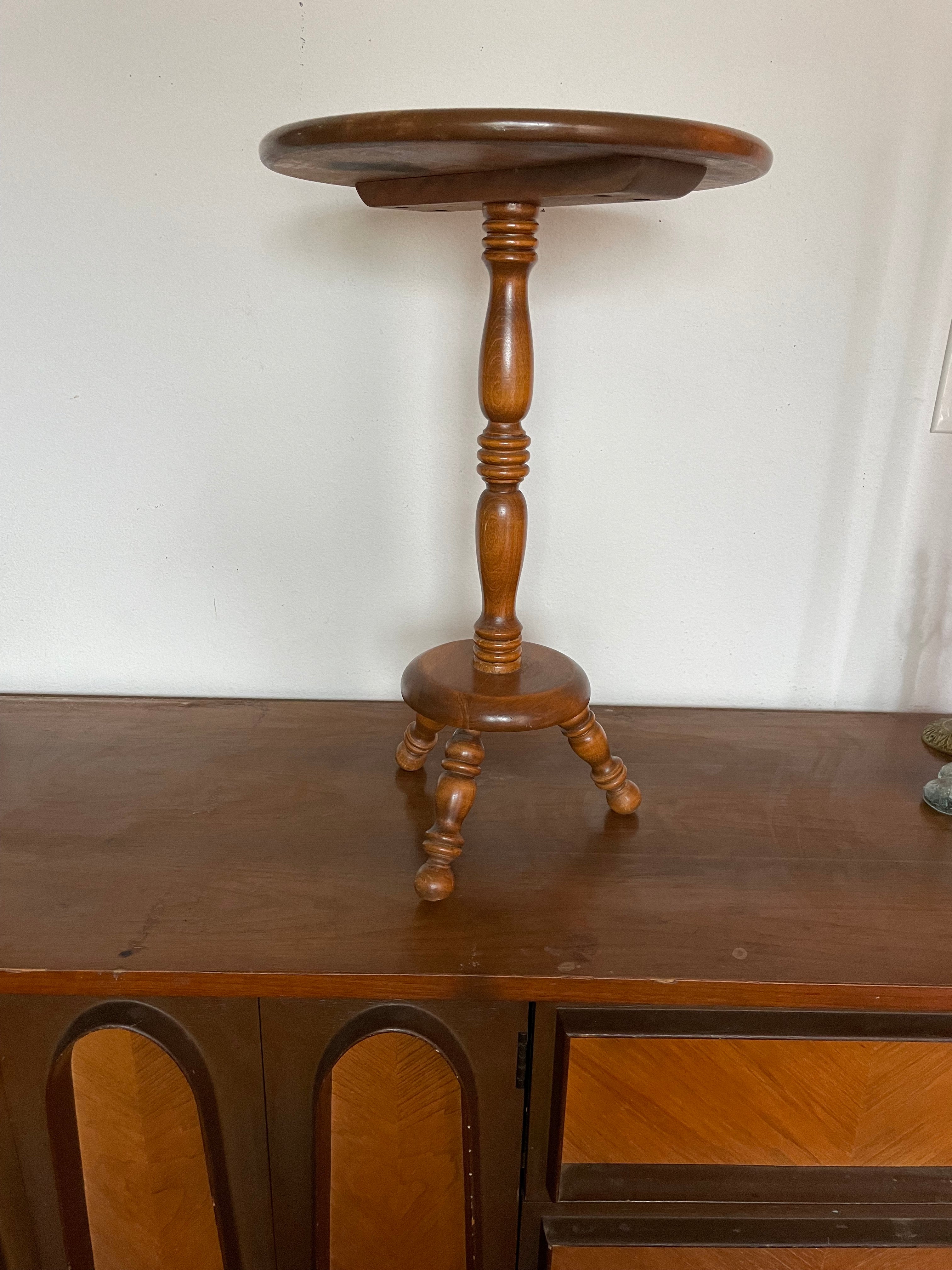 solid wood side table tripod base