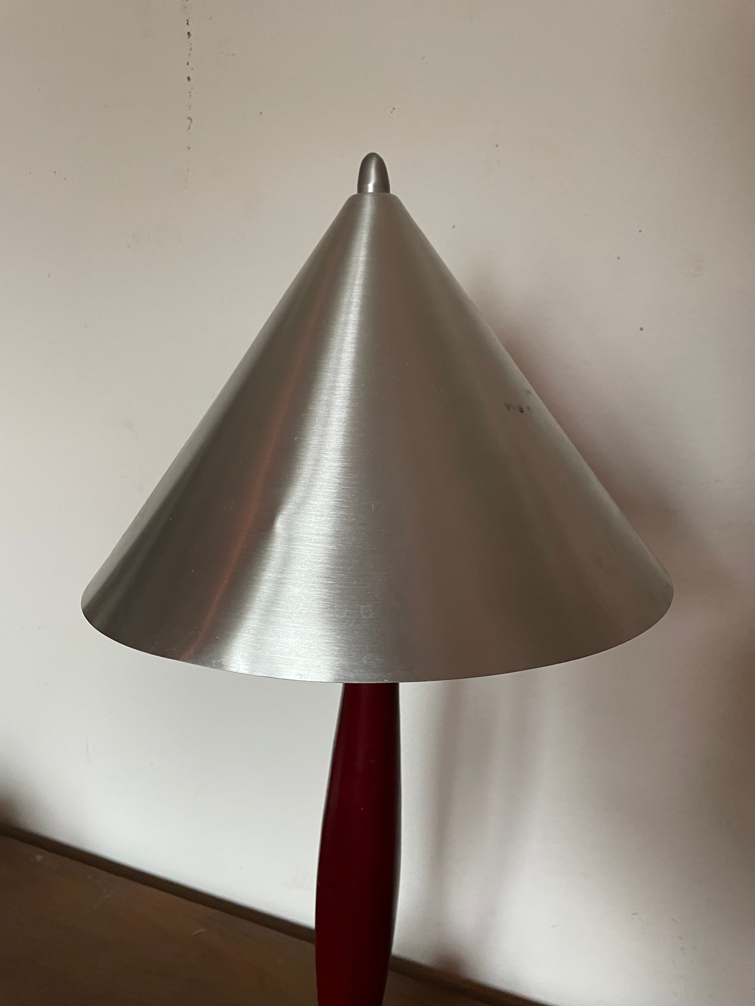 1970’s aluminum and wood sculptural lamp