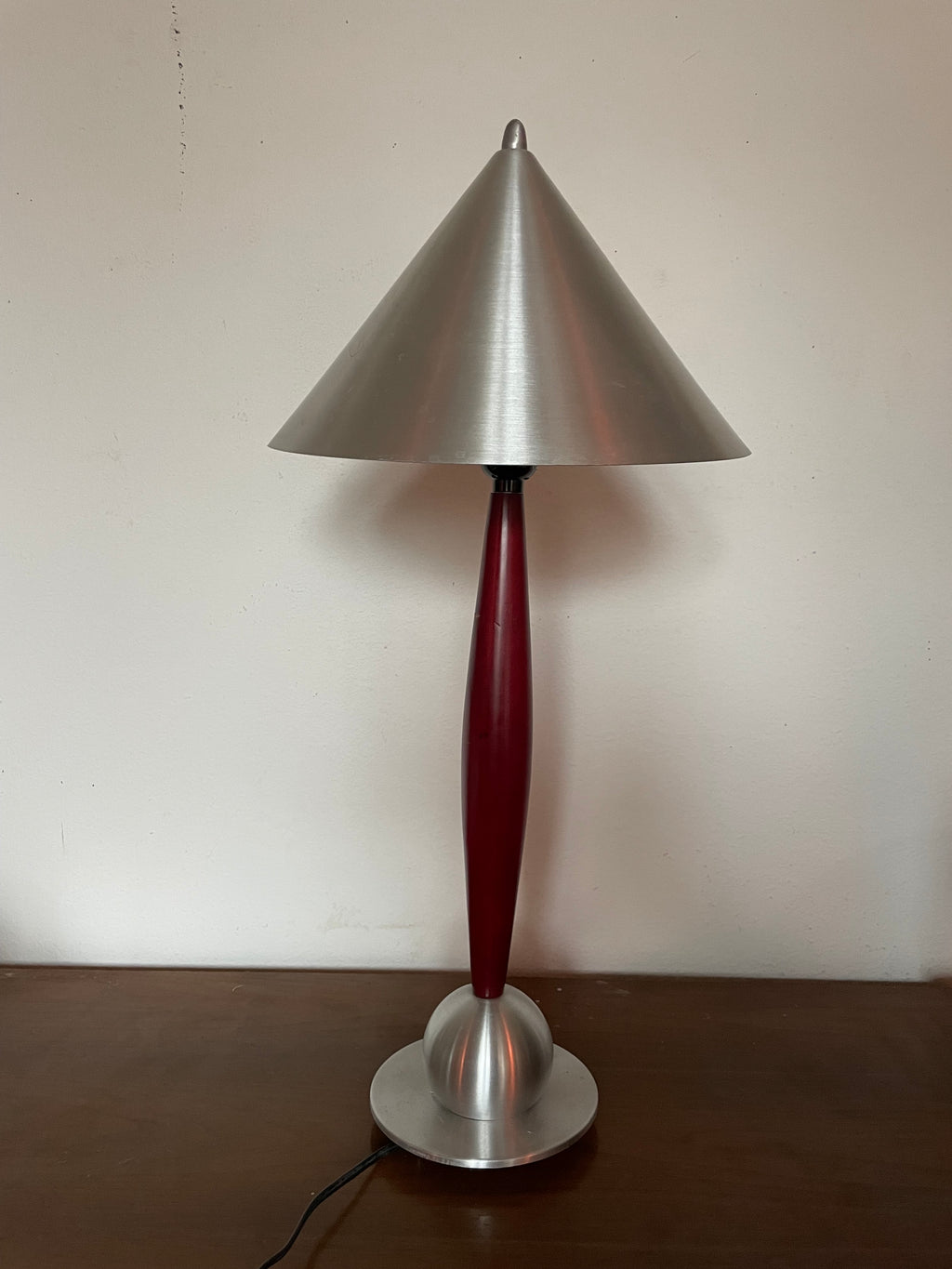 1970’s aluminum and wood sculptural lamp
