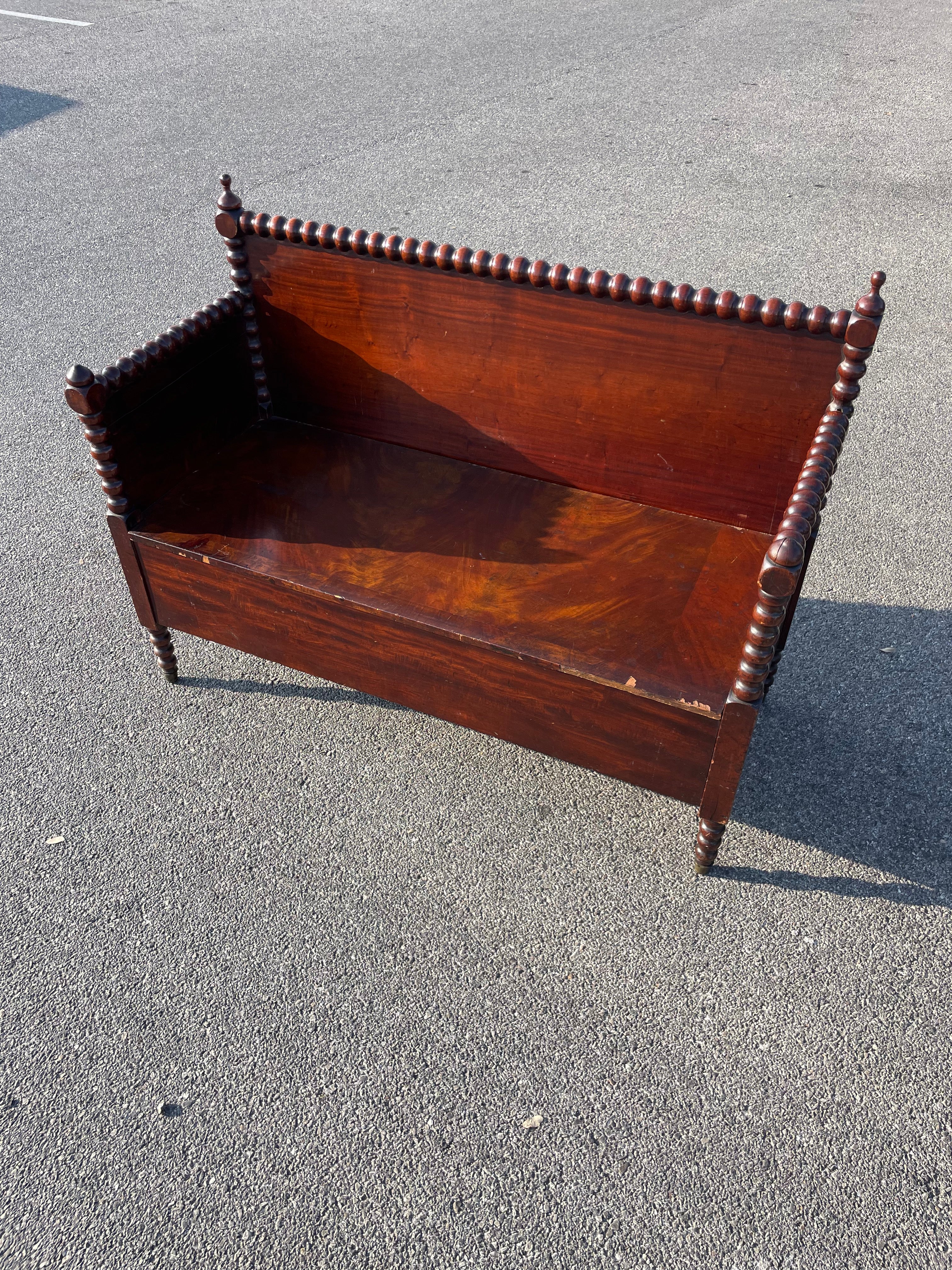 19th Century Mahogany Settee, Barley Twist Trim