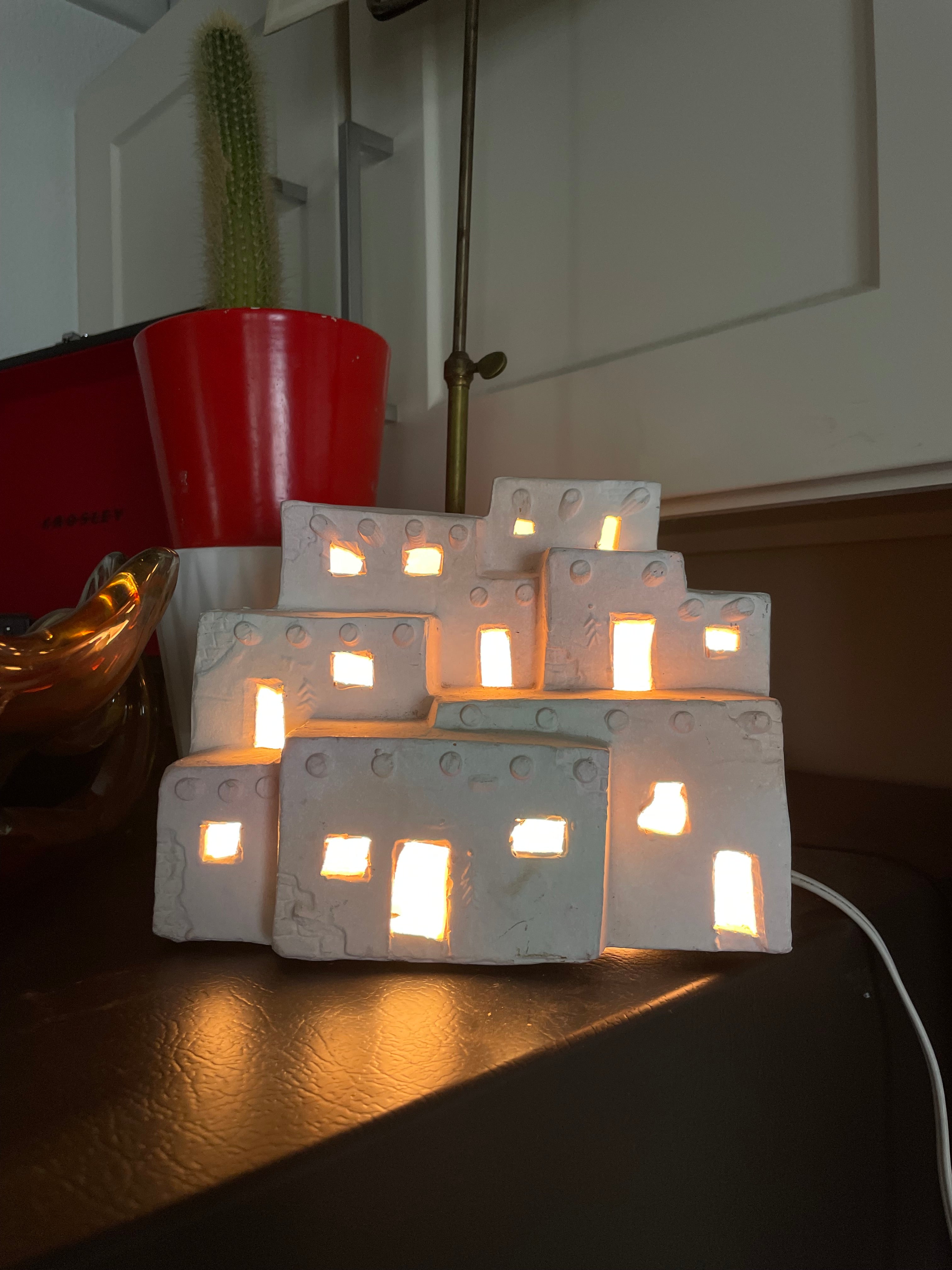 70’s kitch santa fe adobe ceramic lamp