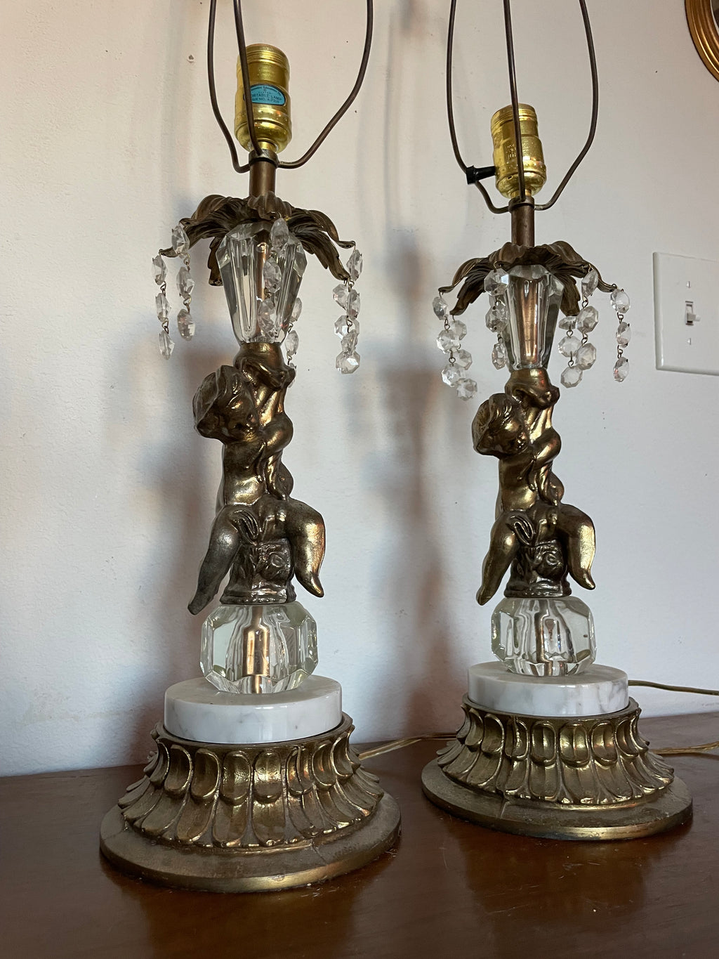 italian marble hollywood regency lamps