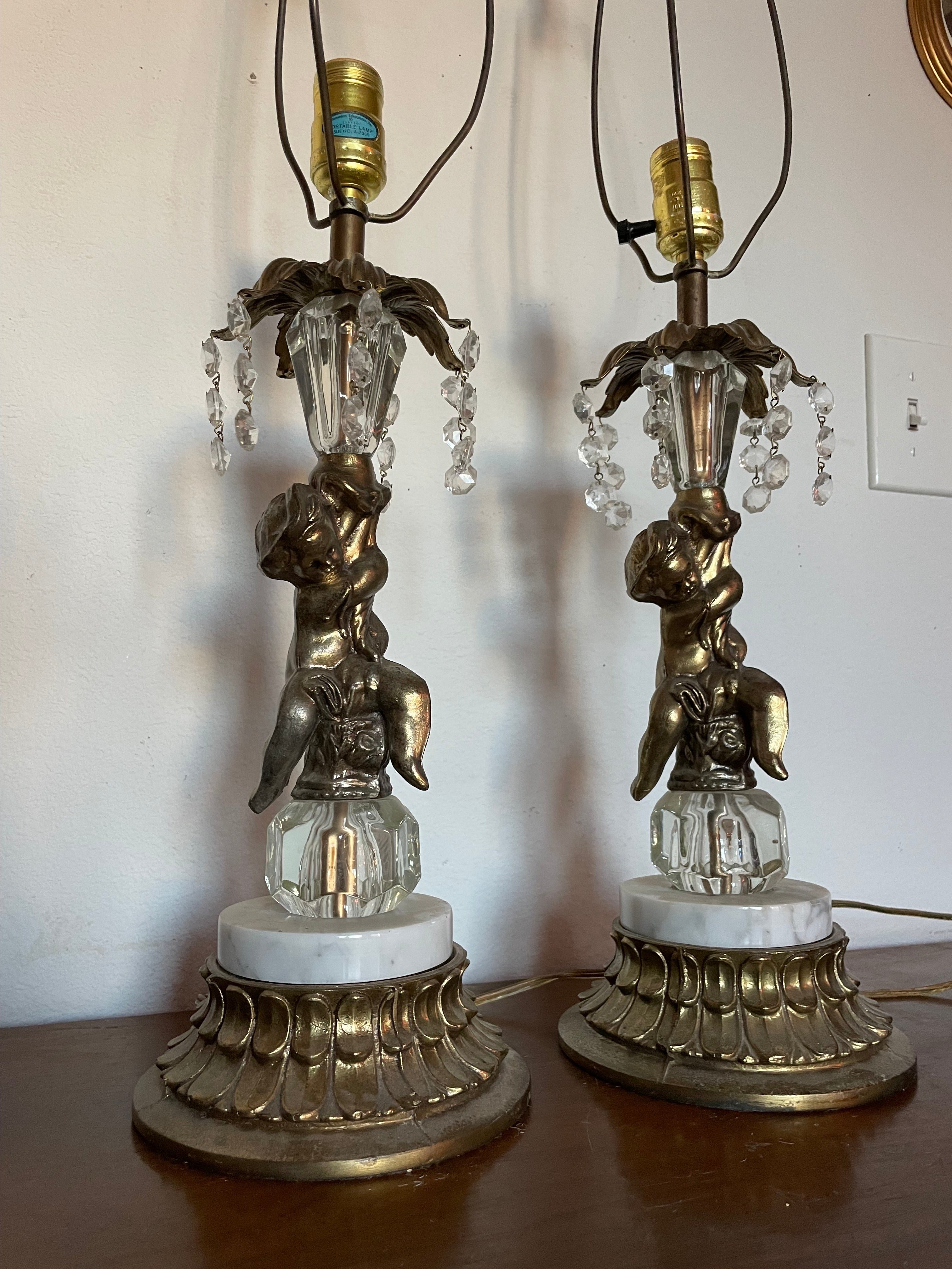 italian marble hollywood regency lamps