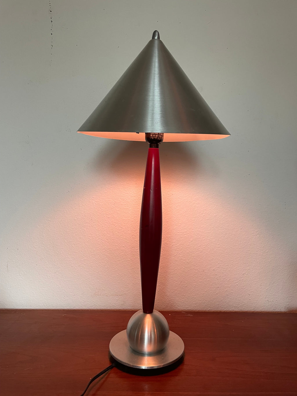 1970’s aluminum and wood sculptural lamp