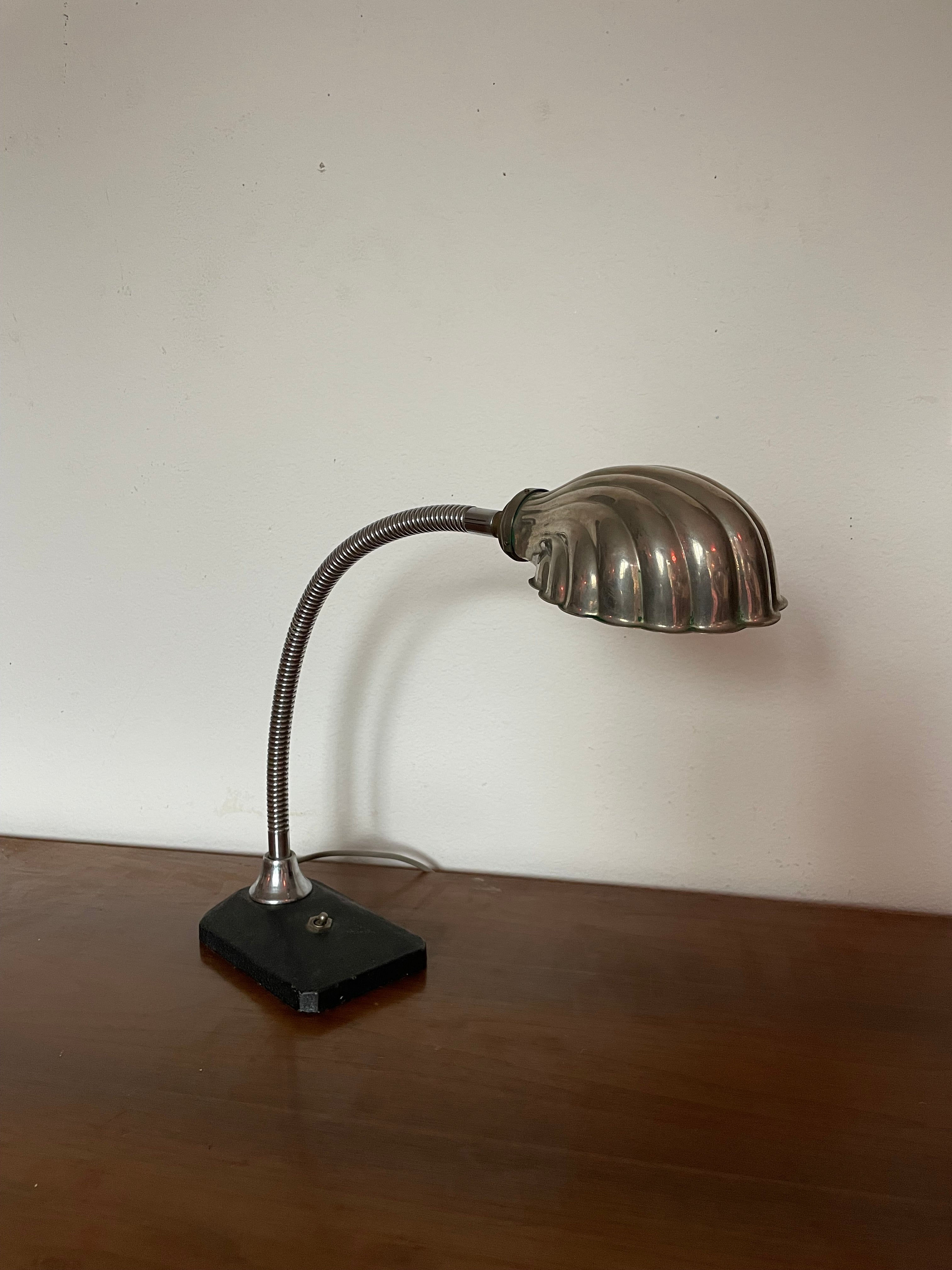 chrome shell gooseneck desk lamp