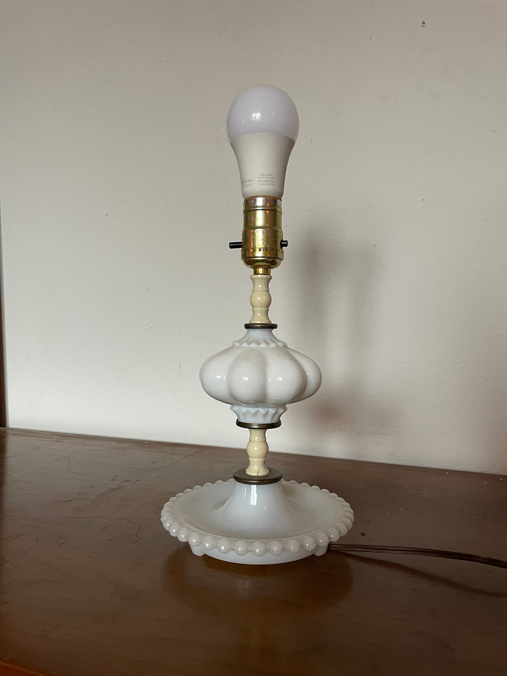 ornate milk glass table lamp