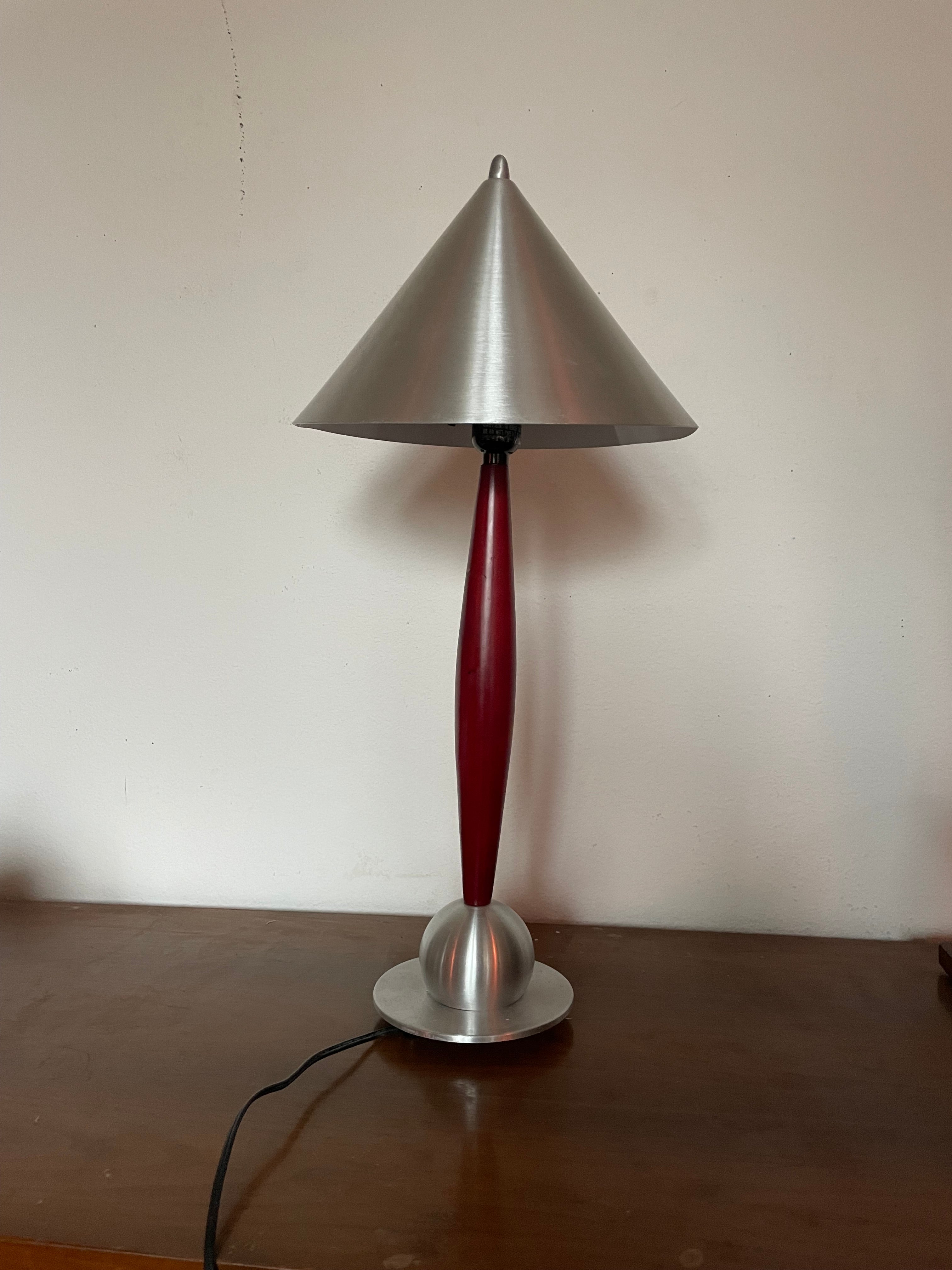 1970’s aluminum and wood sculptural lamp
