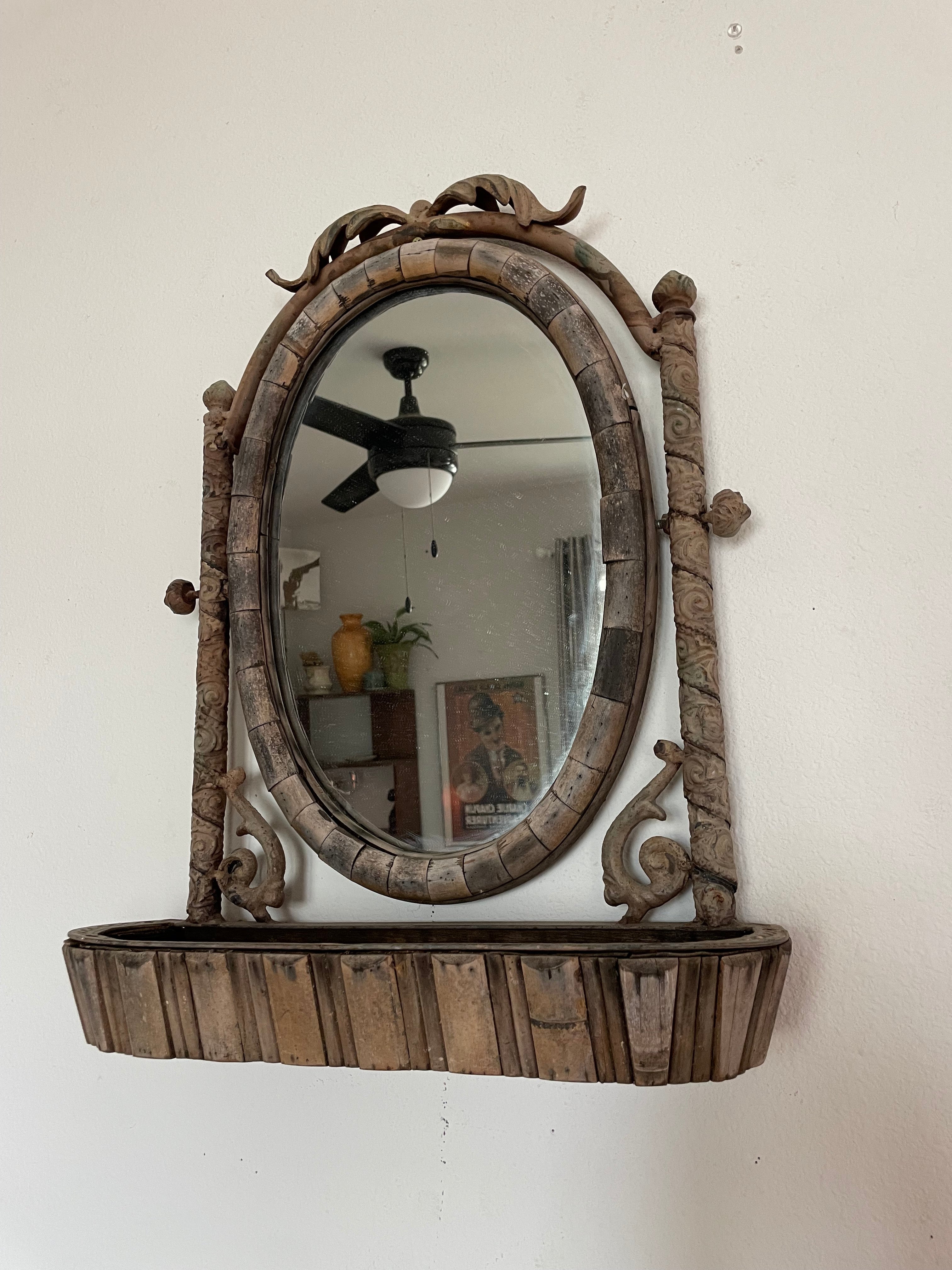 turn of the century vanity mirror with shelf bed