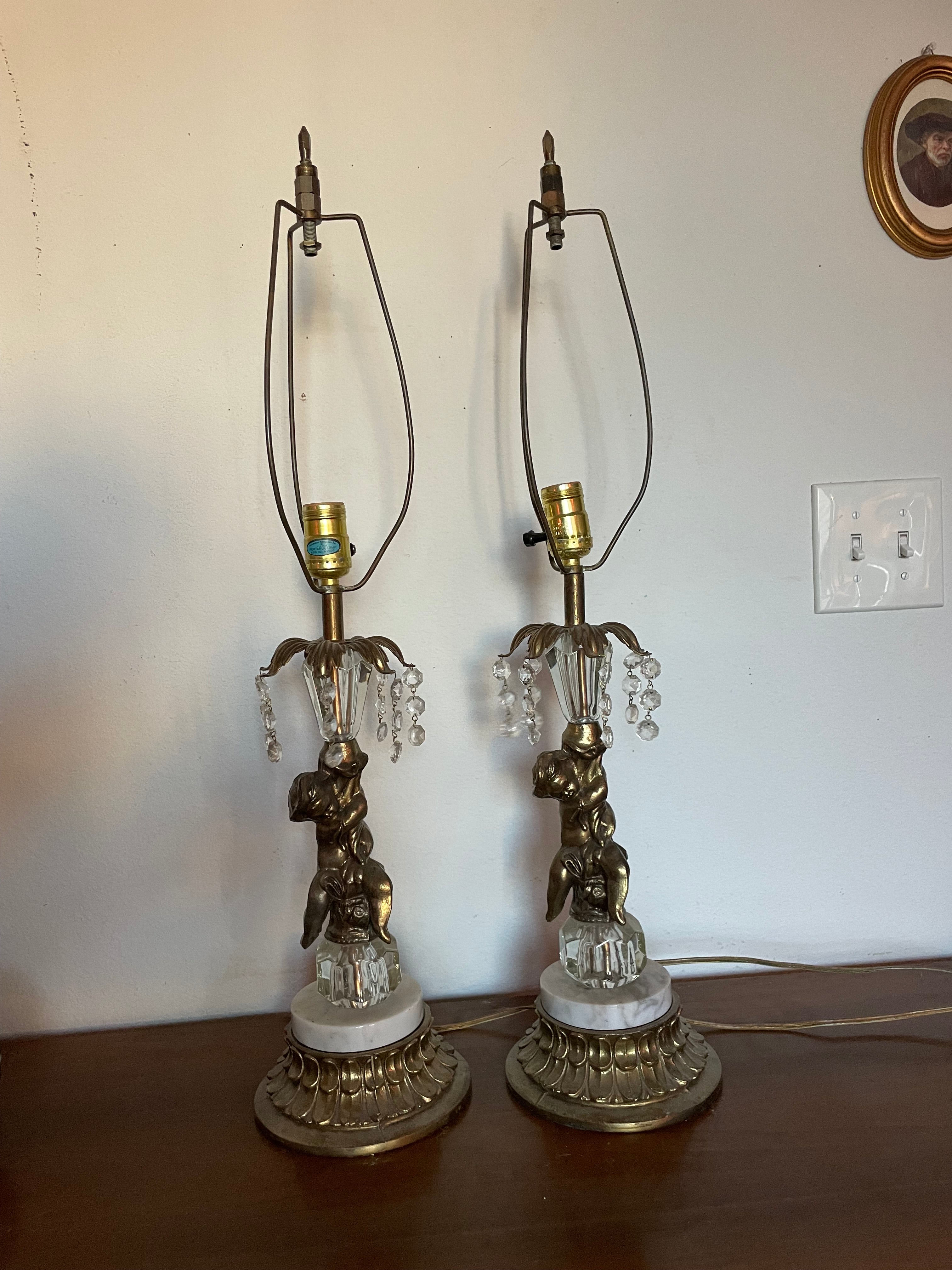 italian marble hollywood regency lamps