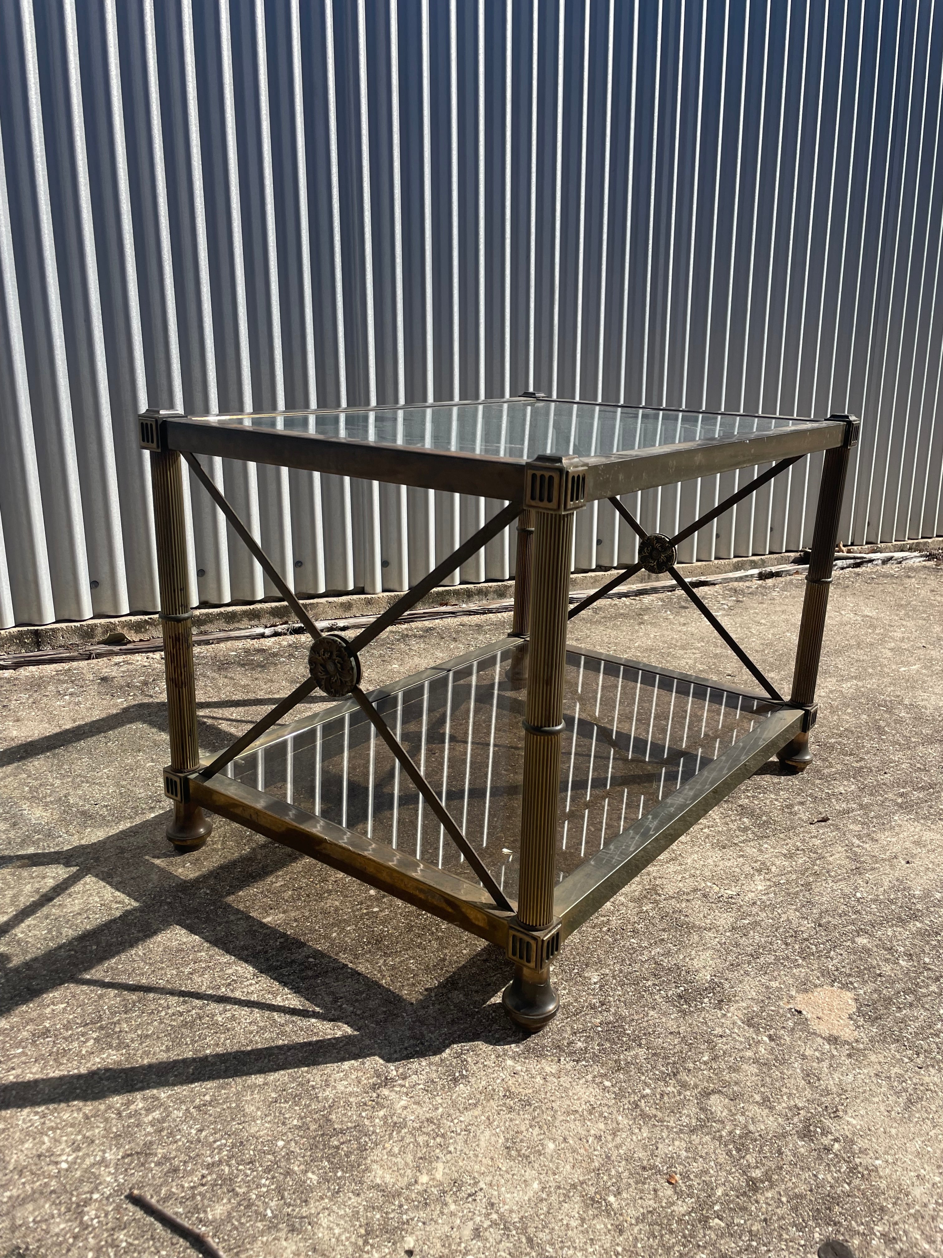 mastercraft glass and brass coffee/side table