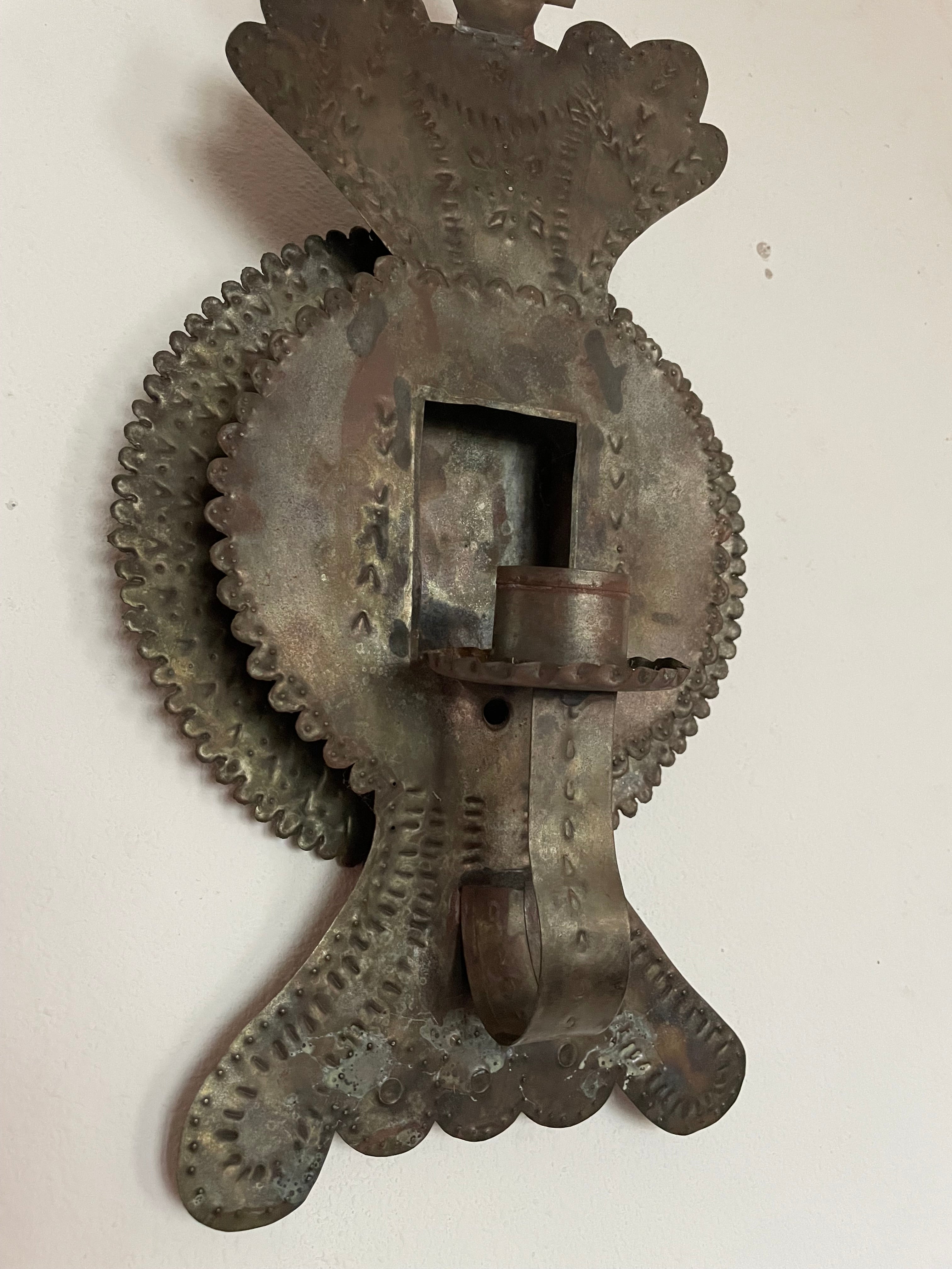 handmade mexican tin tea light candelabra