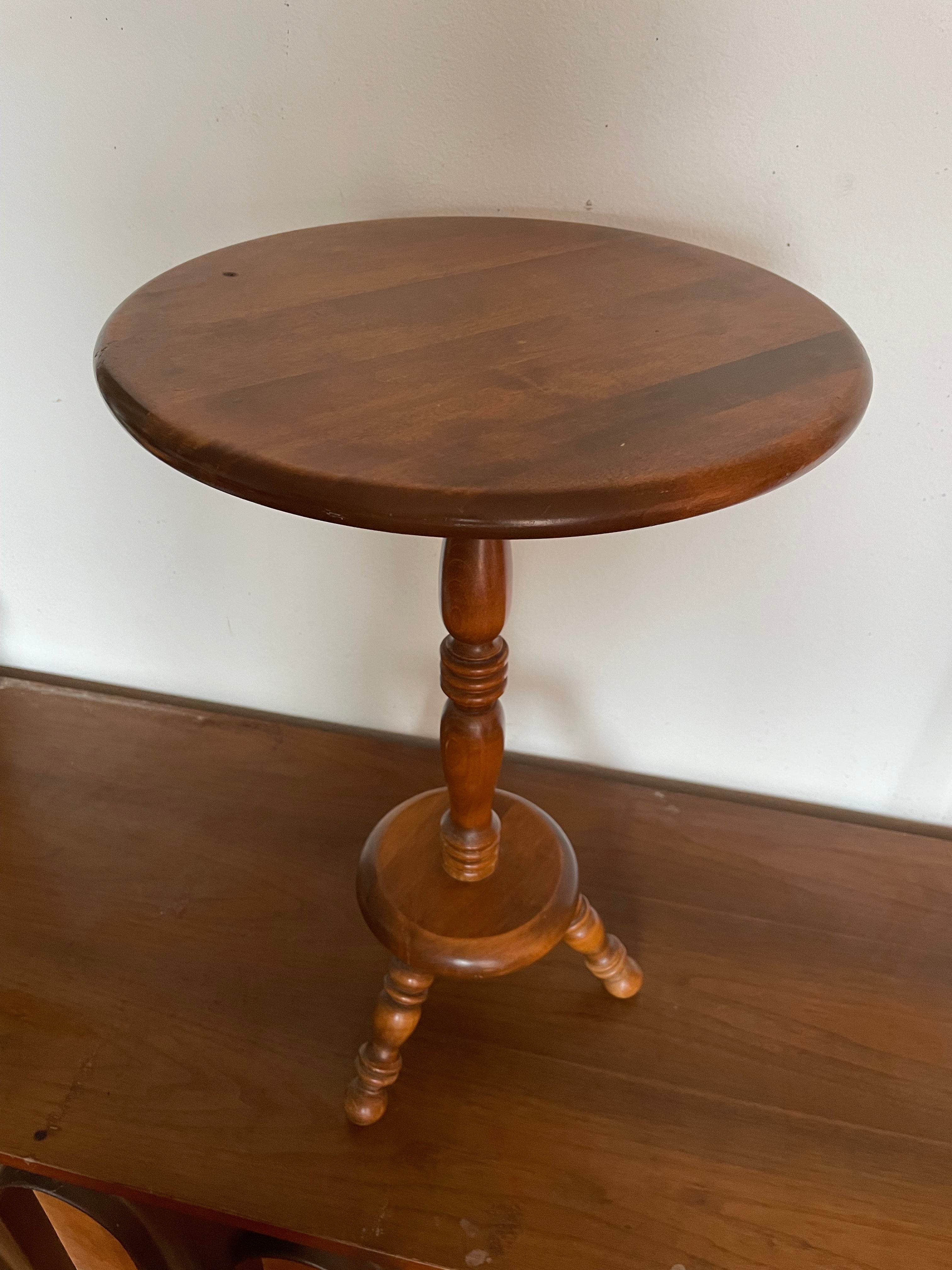 solid wood side table tripod base