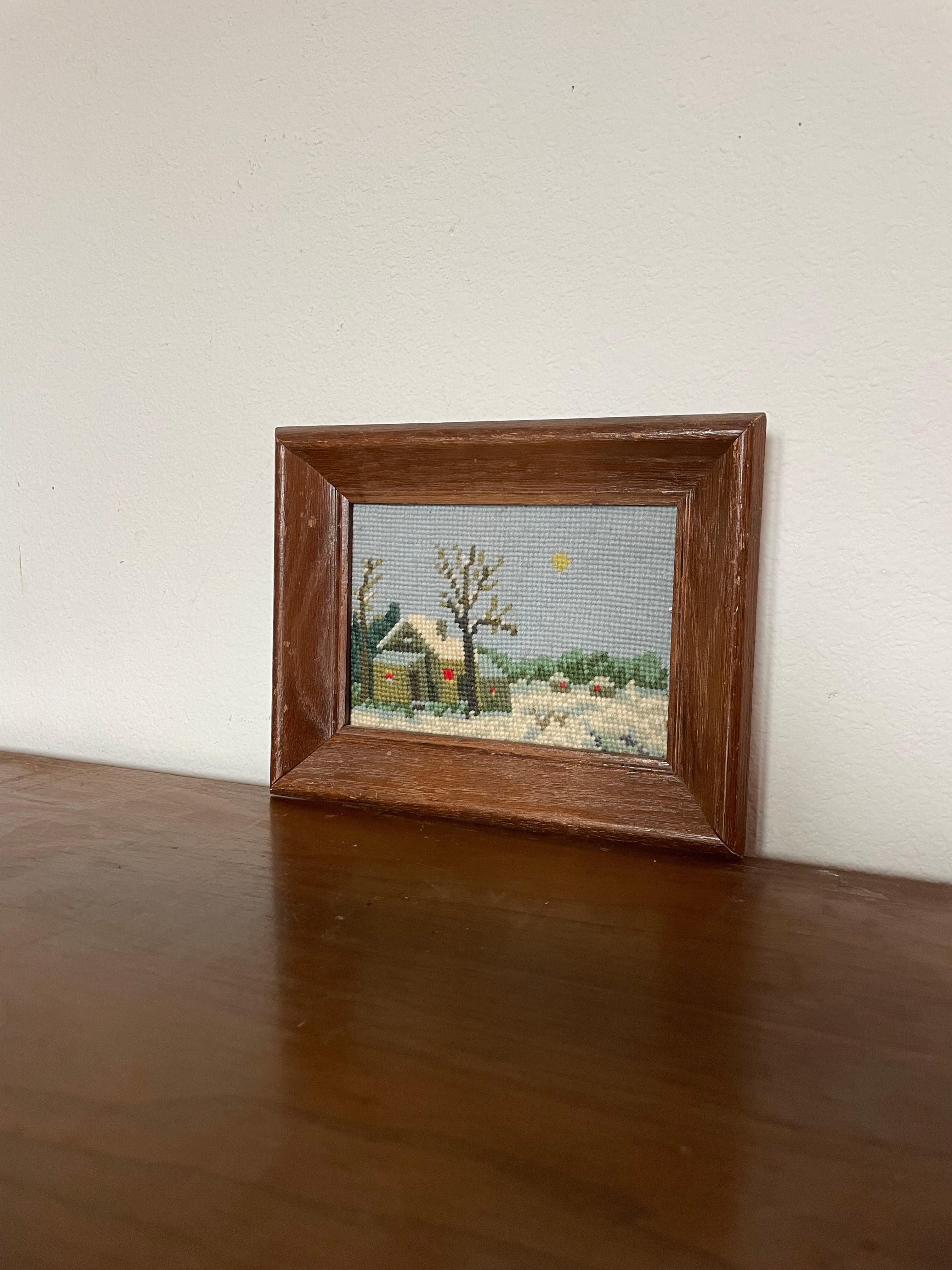 snowy home micro cross stitch