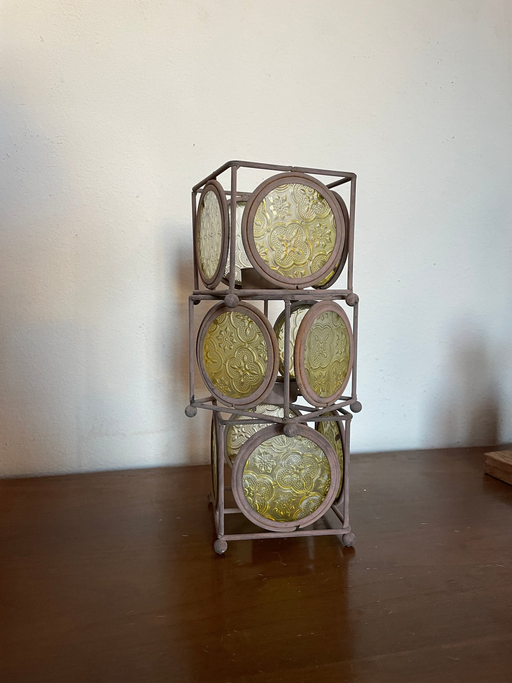 3 fifties tea light holders vintage glass