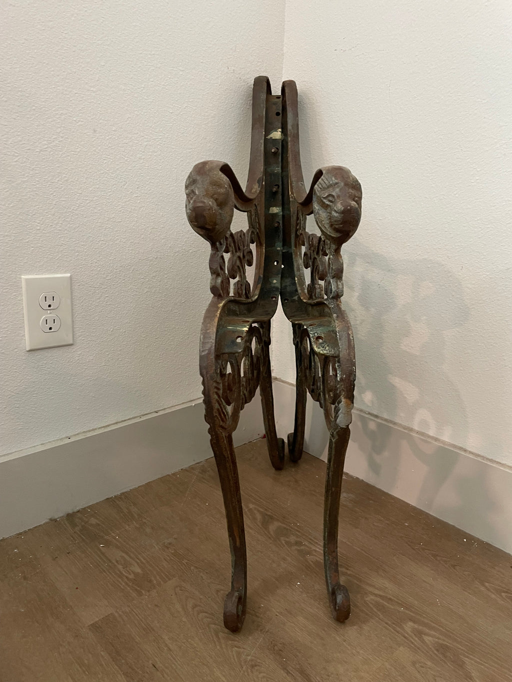 late 19th century french iron bench ends *rawr*