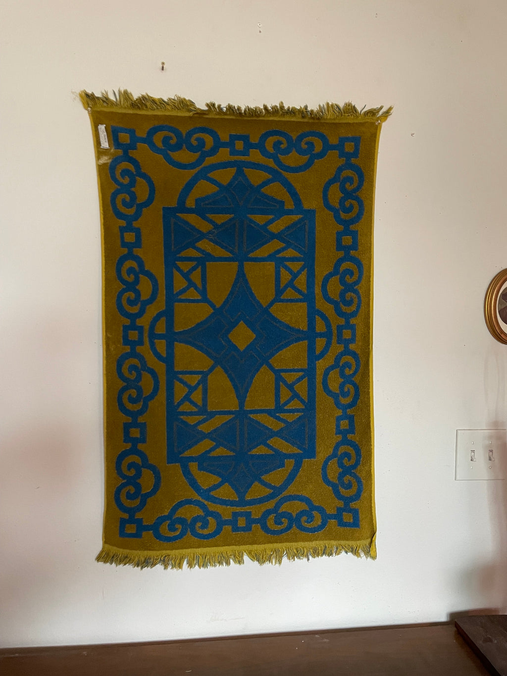 vintage blue and yellow sears bathmat