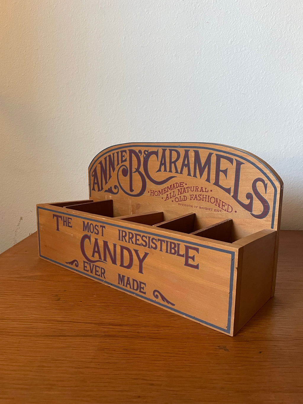 hand-painted wooden candy display