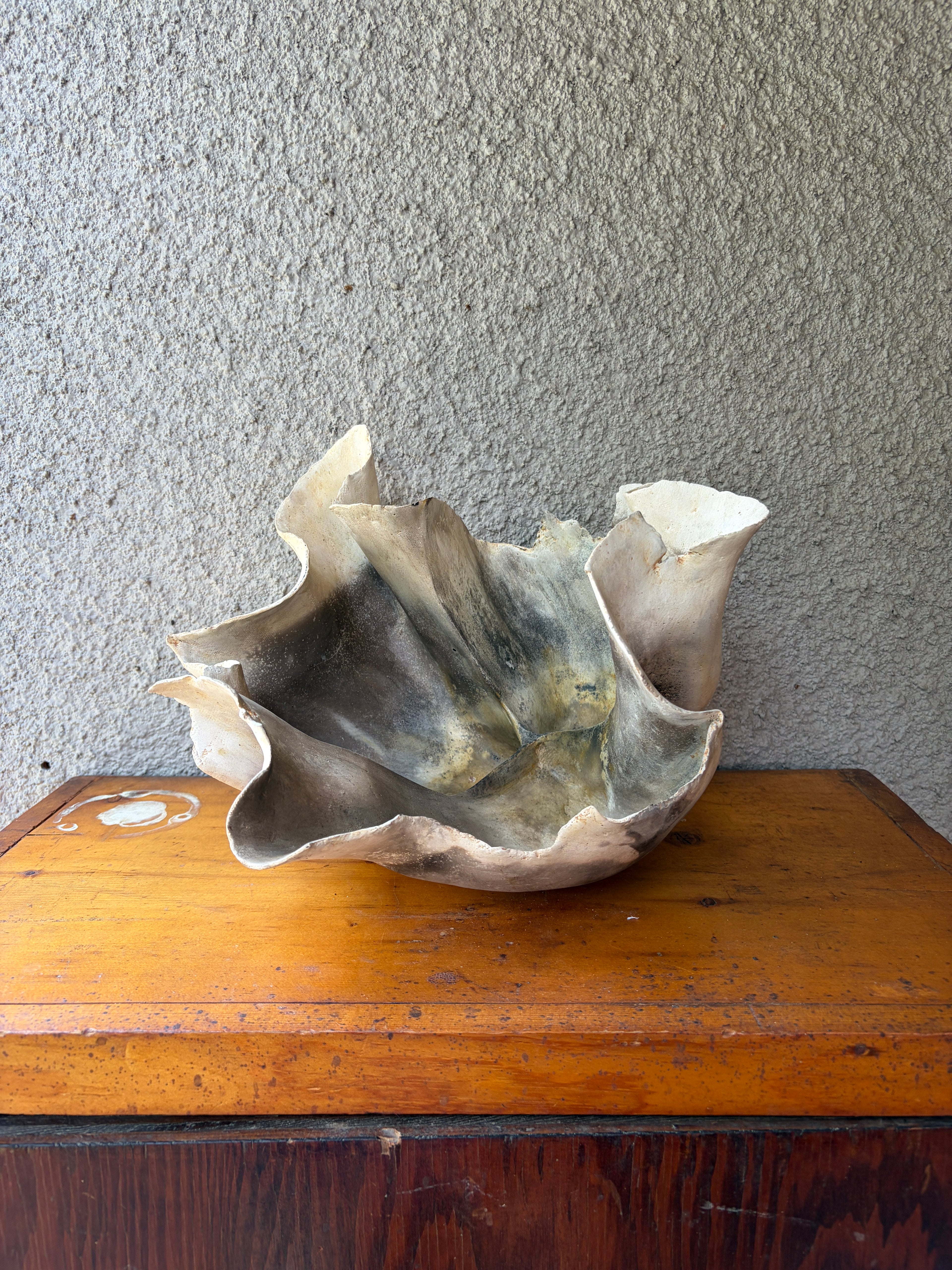 Tissue paper ceramic vessel by Grenier