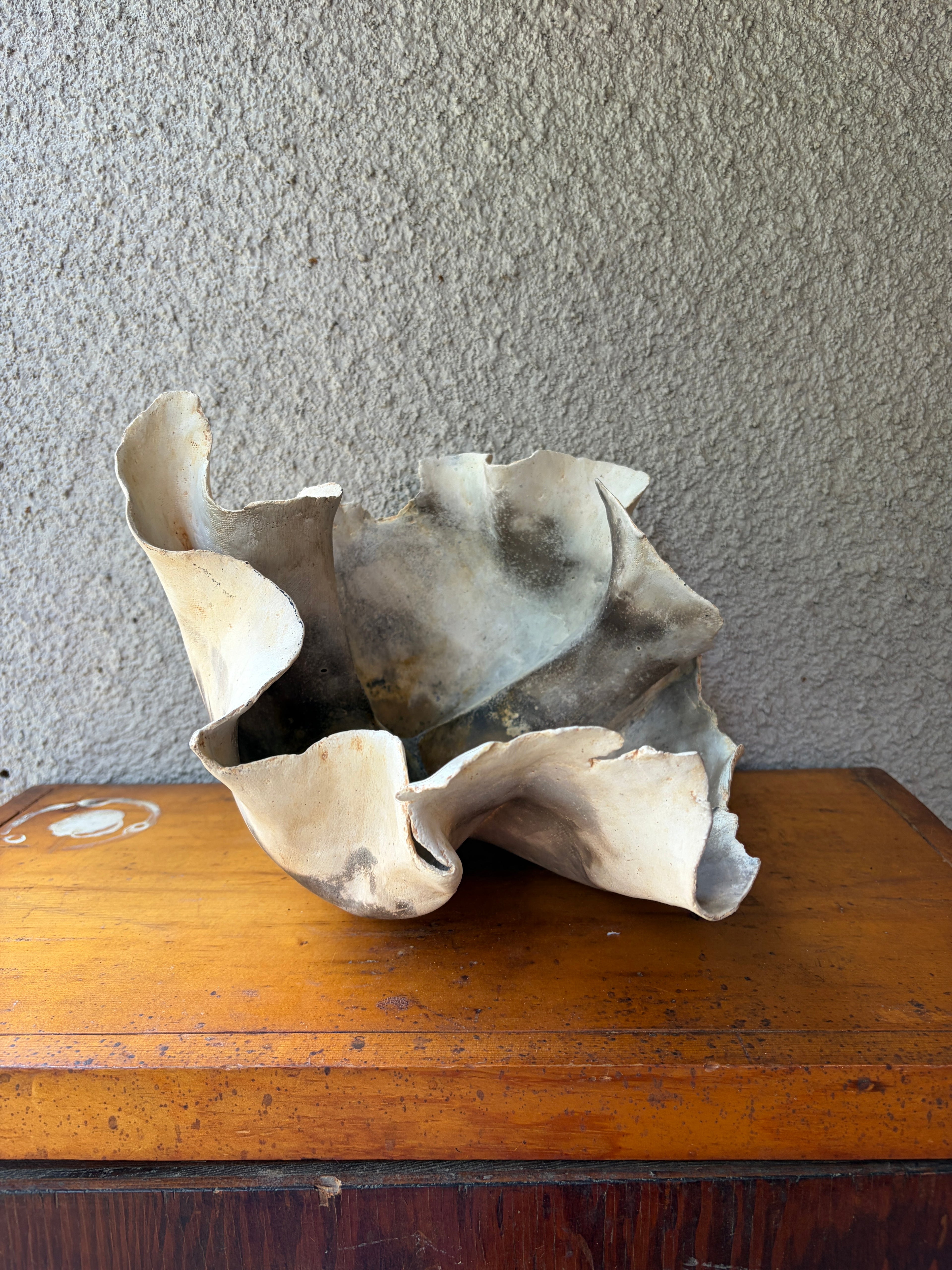 Tissue paper ceramic vessel by Grenier
