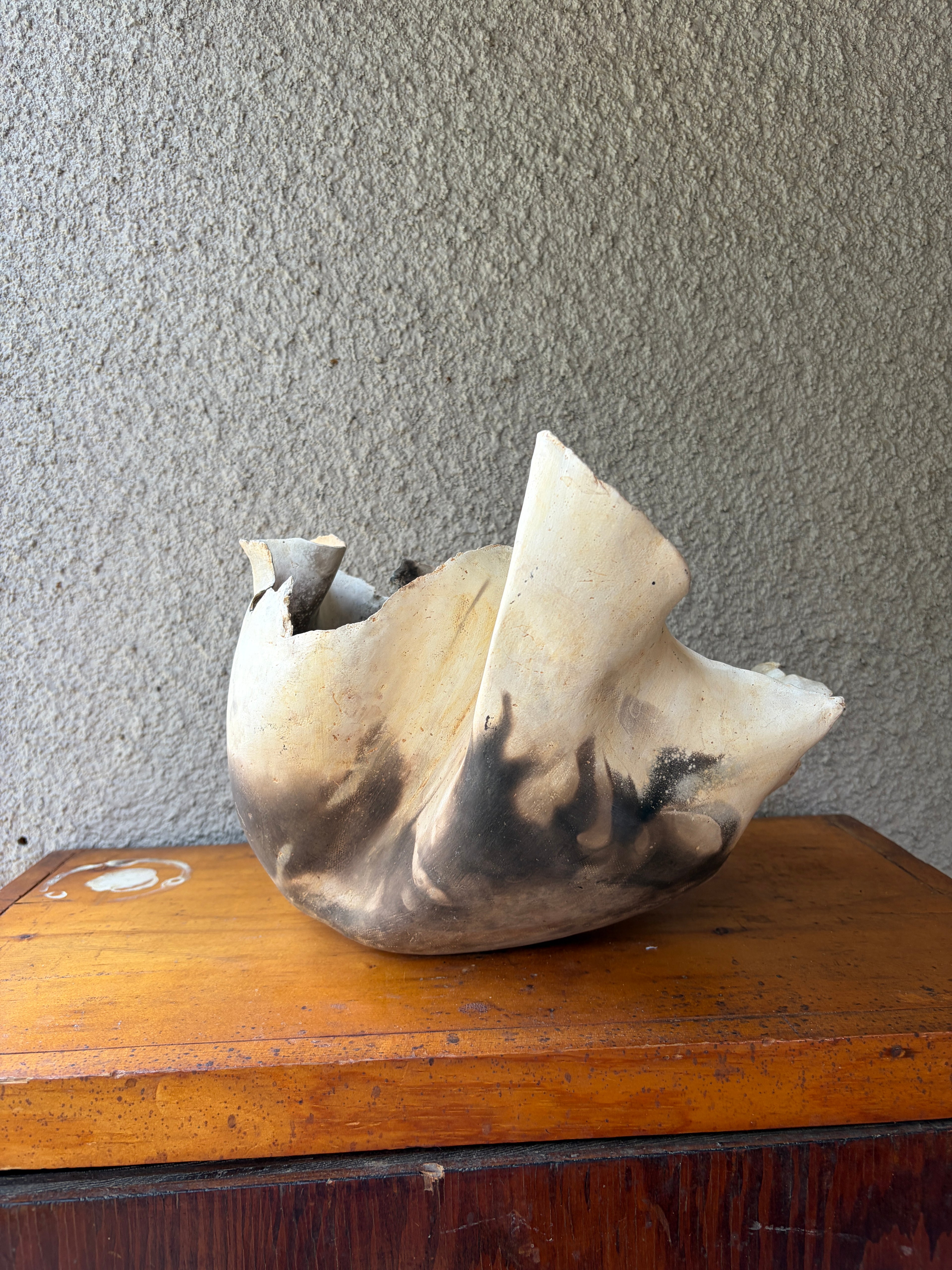 Tissue paper ceramic vessel by Grenier