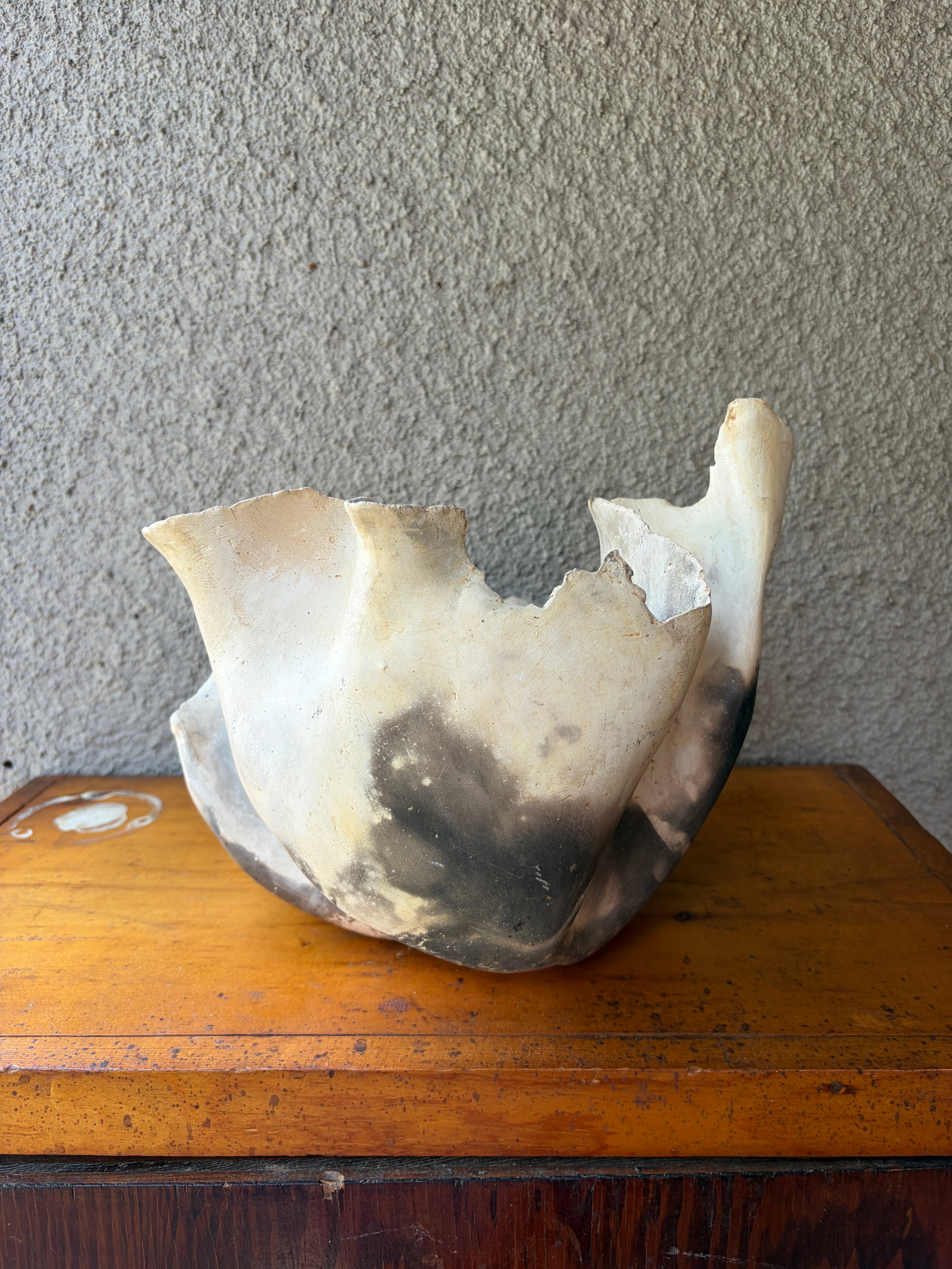 Tissue paper ceramic vessel by Grenier