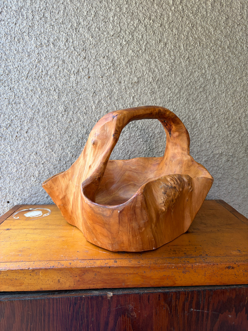 Natural form burlwood basket