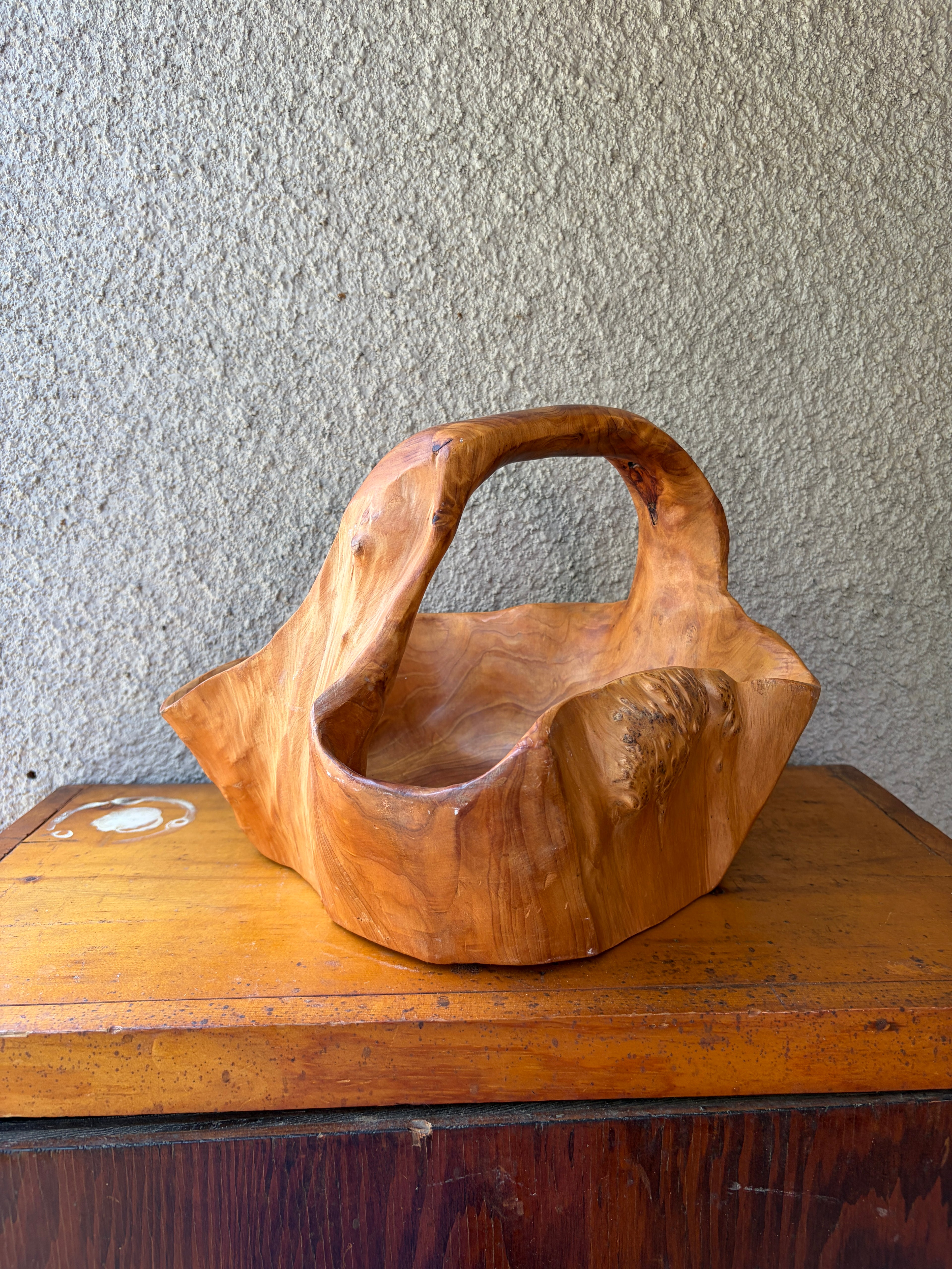 Natural form burlwood basket