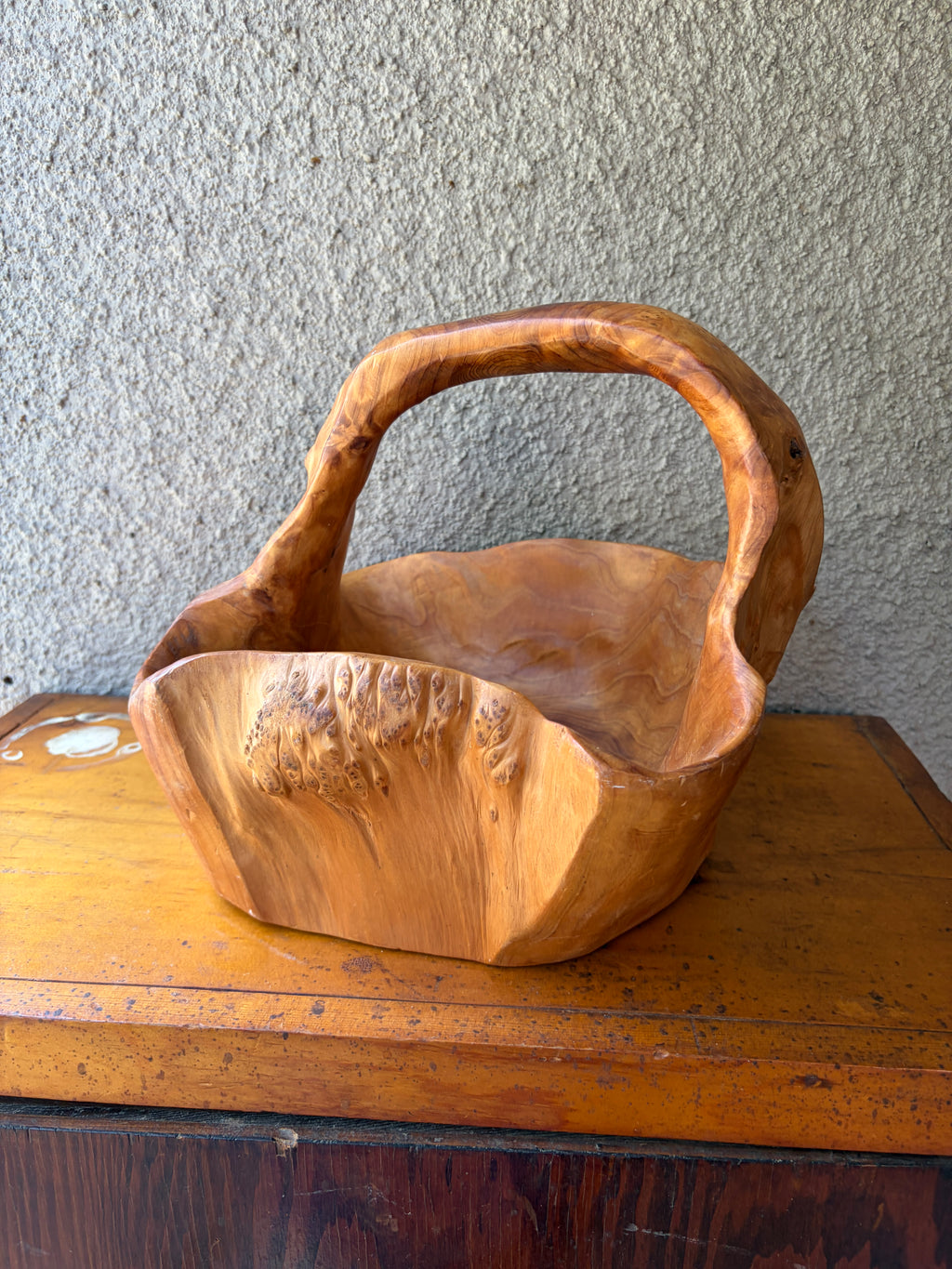 Natural form burlwood basket