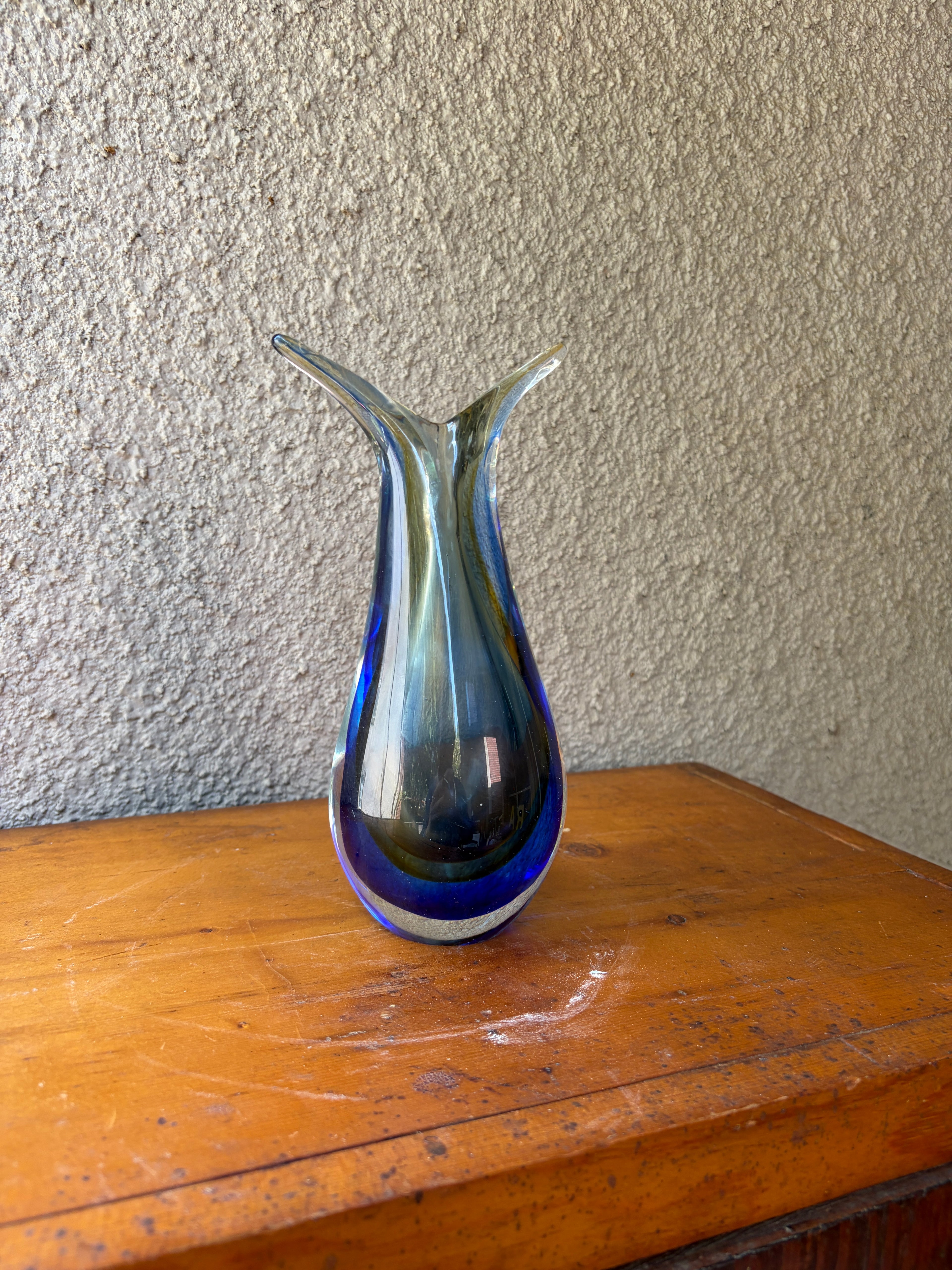unmarked Murano Somnerso glass vase