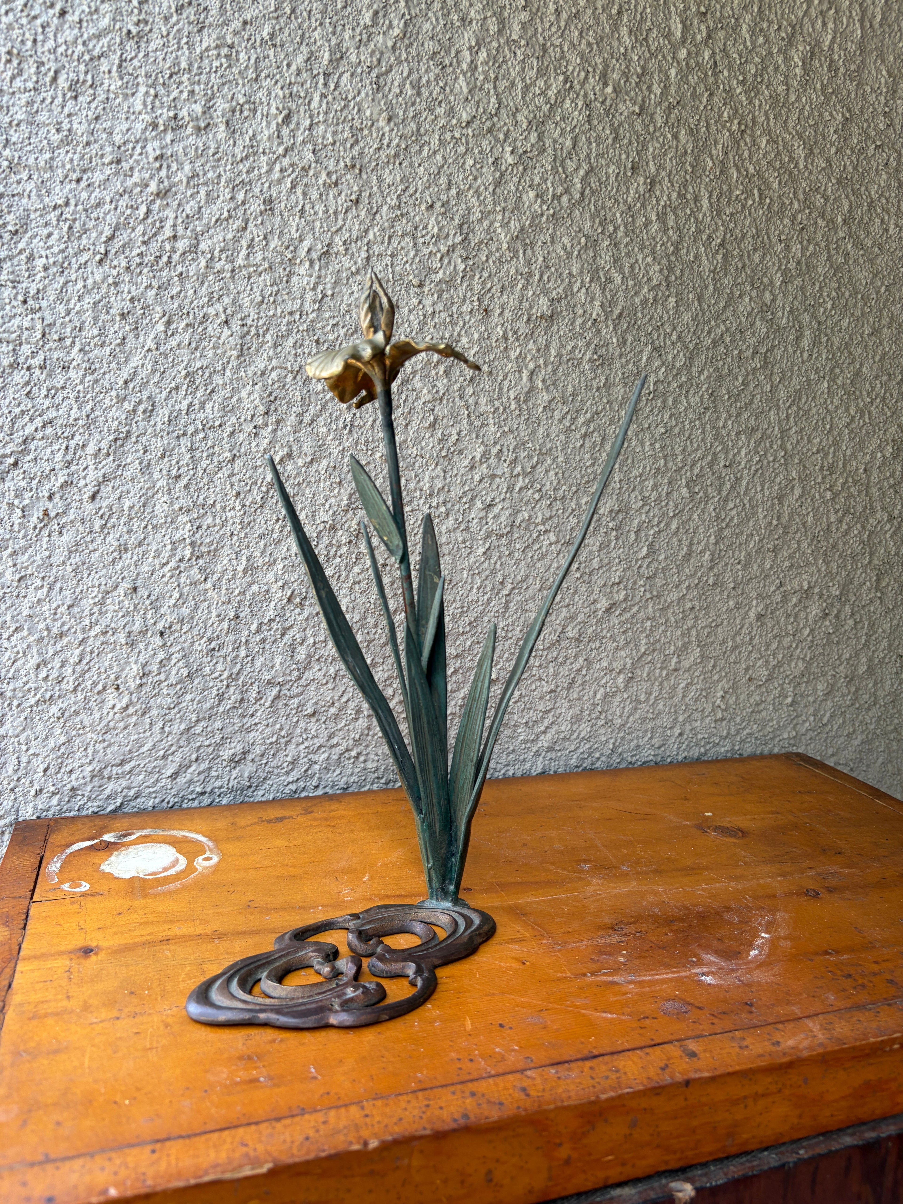 french art nouveau brass iris