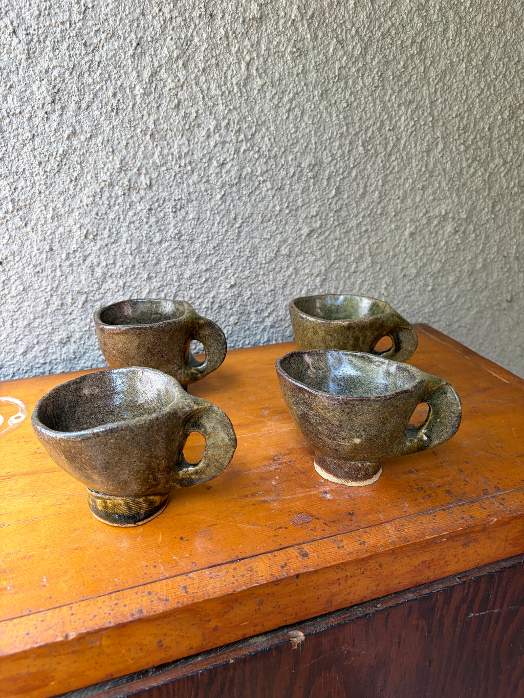 set of 4 ceramic pinch pot teacups