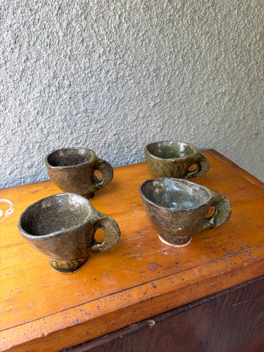 set of 4 ceramic pinch pot teacups
