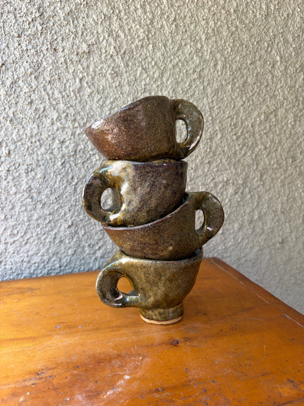 set of 4 ceramic pinch pot teacups