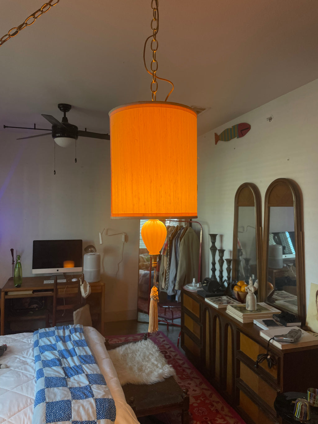 swag pendant with balloon drop lamp