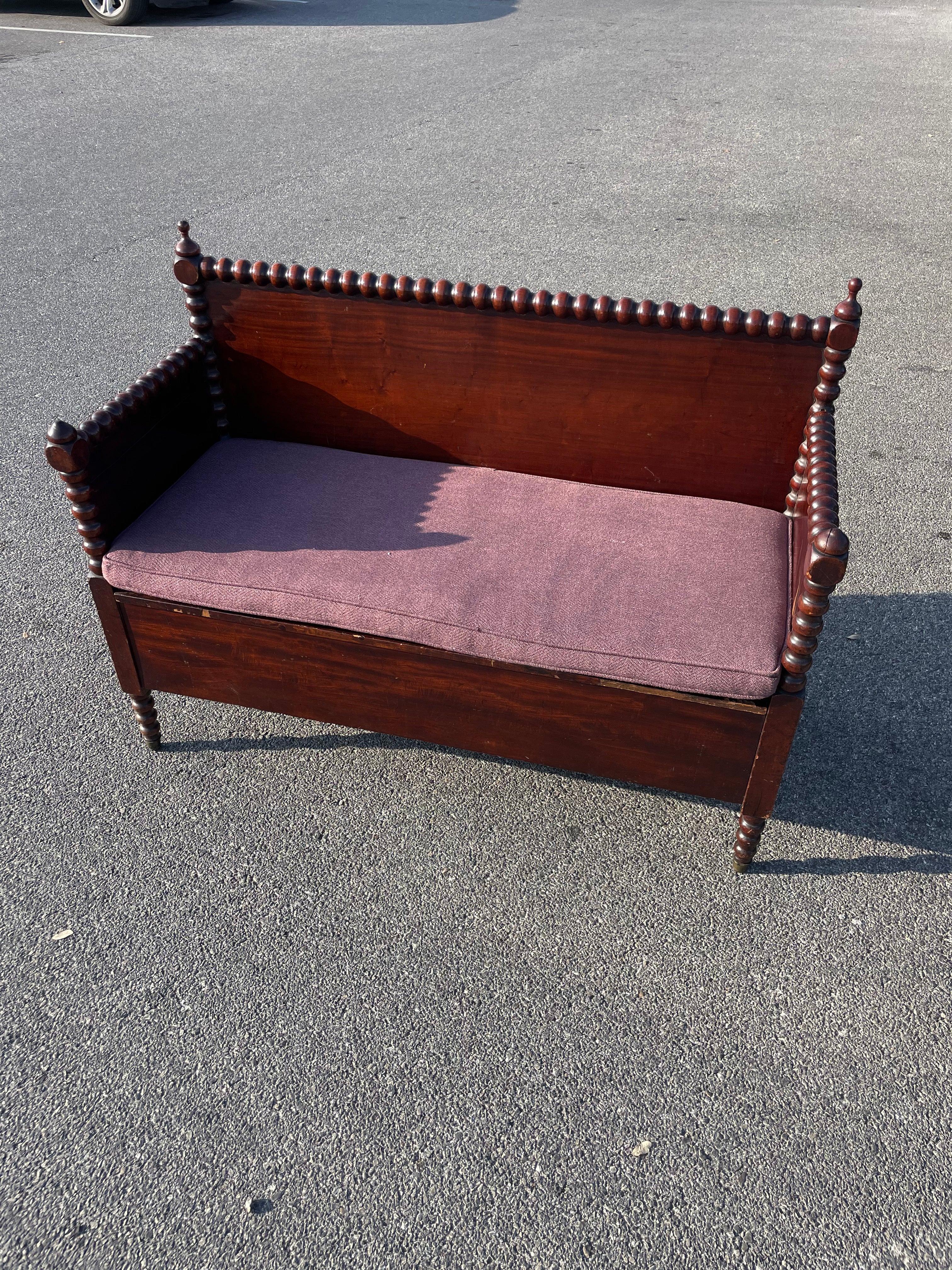 19th Century Mahogany Settee, Barley Twist Trim