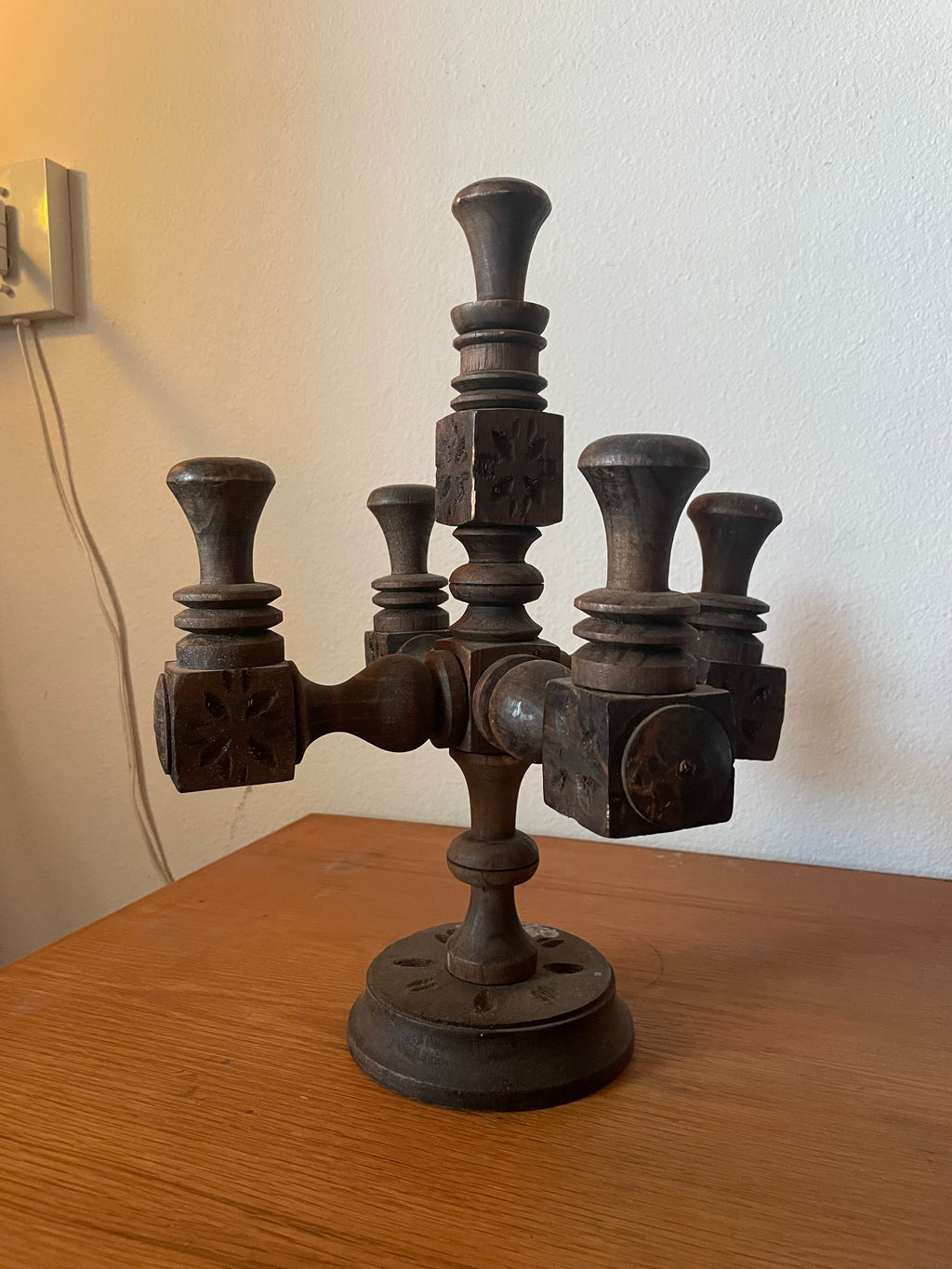 spanish revival wooden candelabra