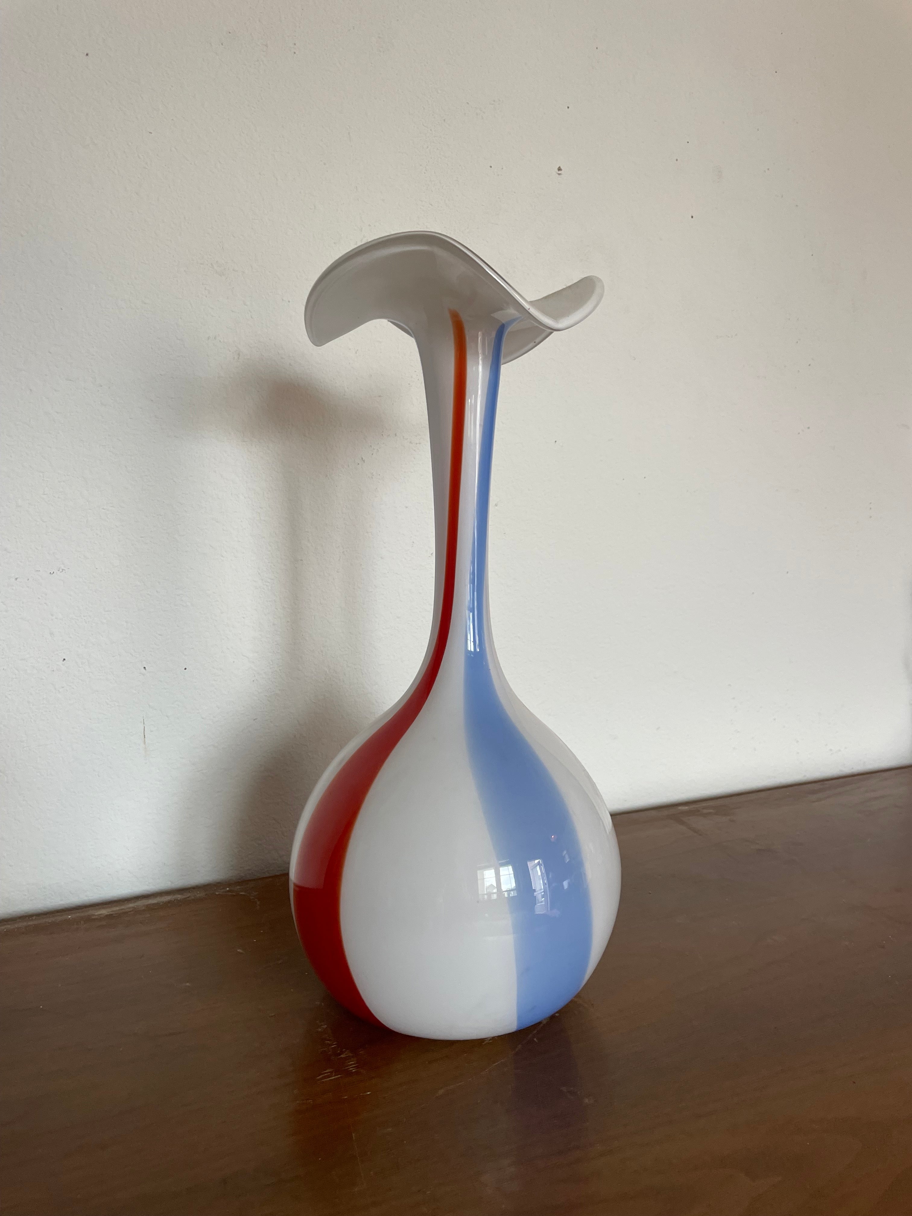 murano style candy striped vase