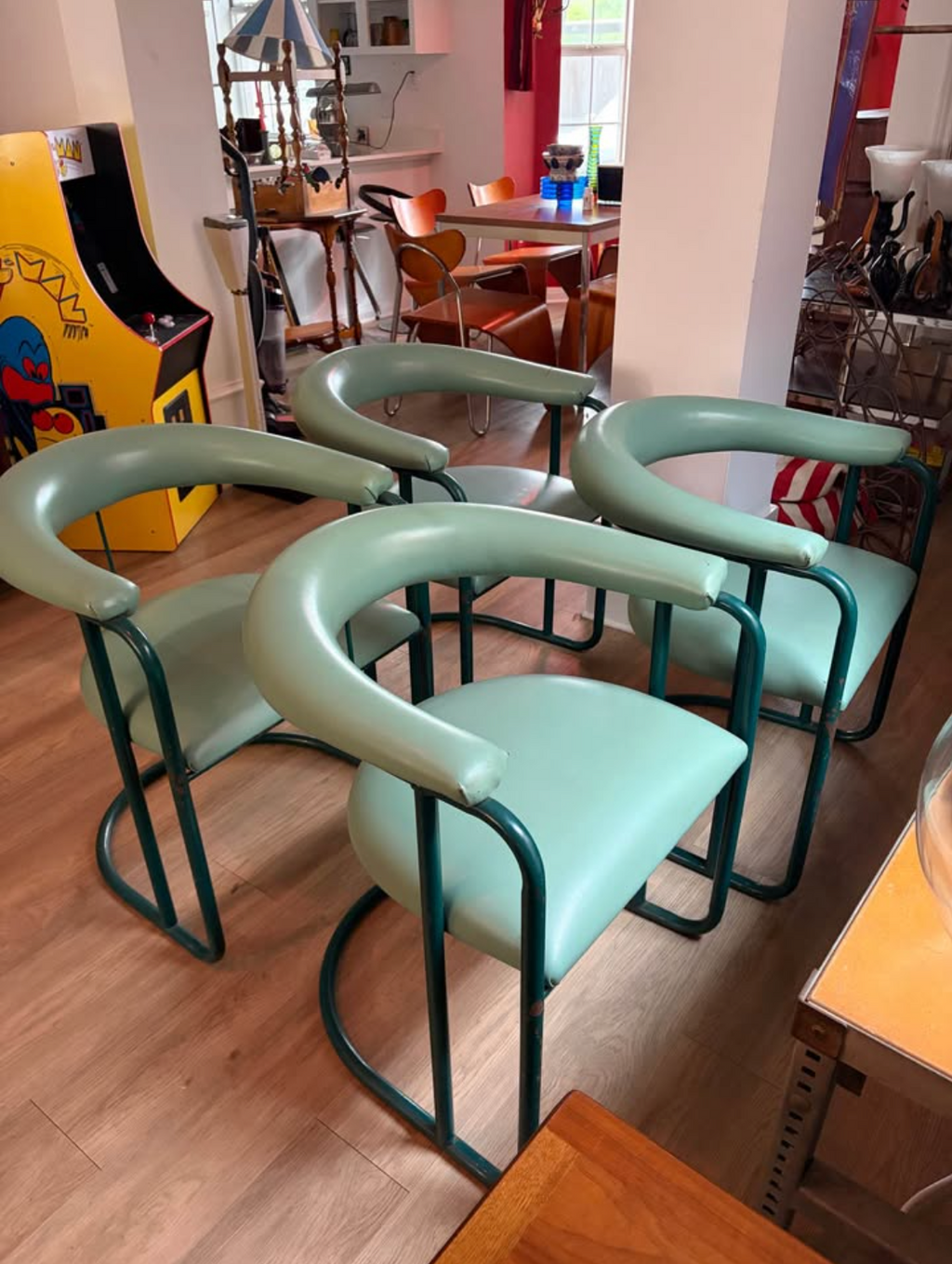 1994 MTS Cantilever Retro Mint Green Armchairs