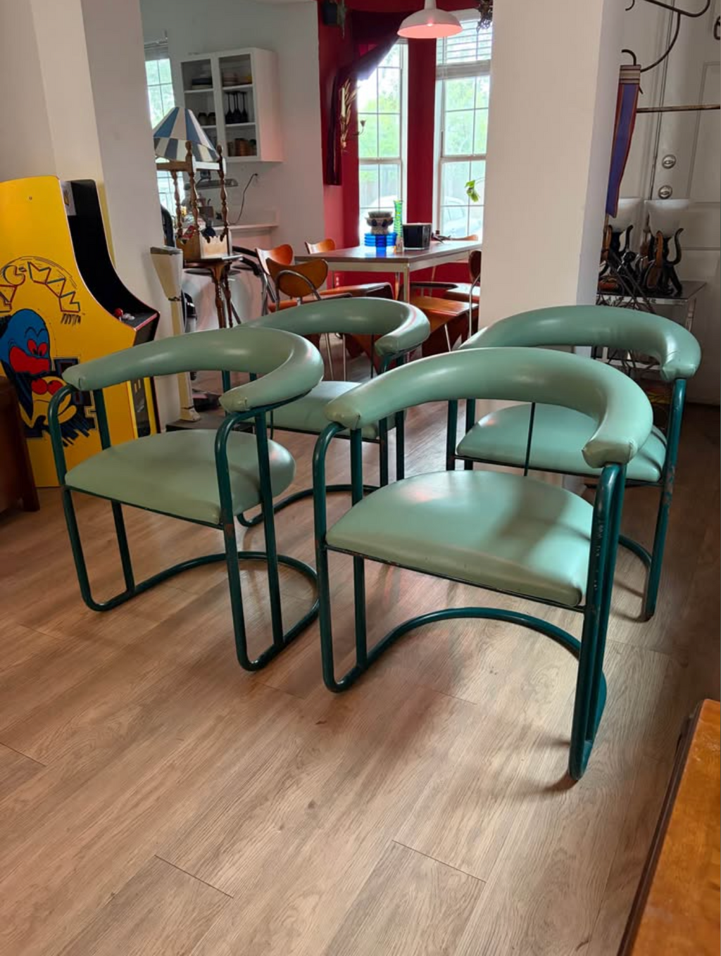 1994 MTS Cantilever Retro Mint Green Armchairs